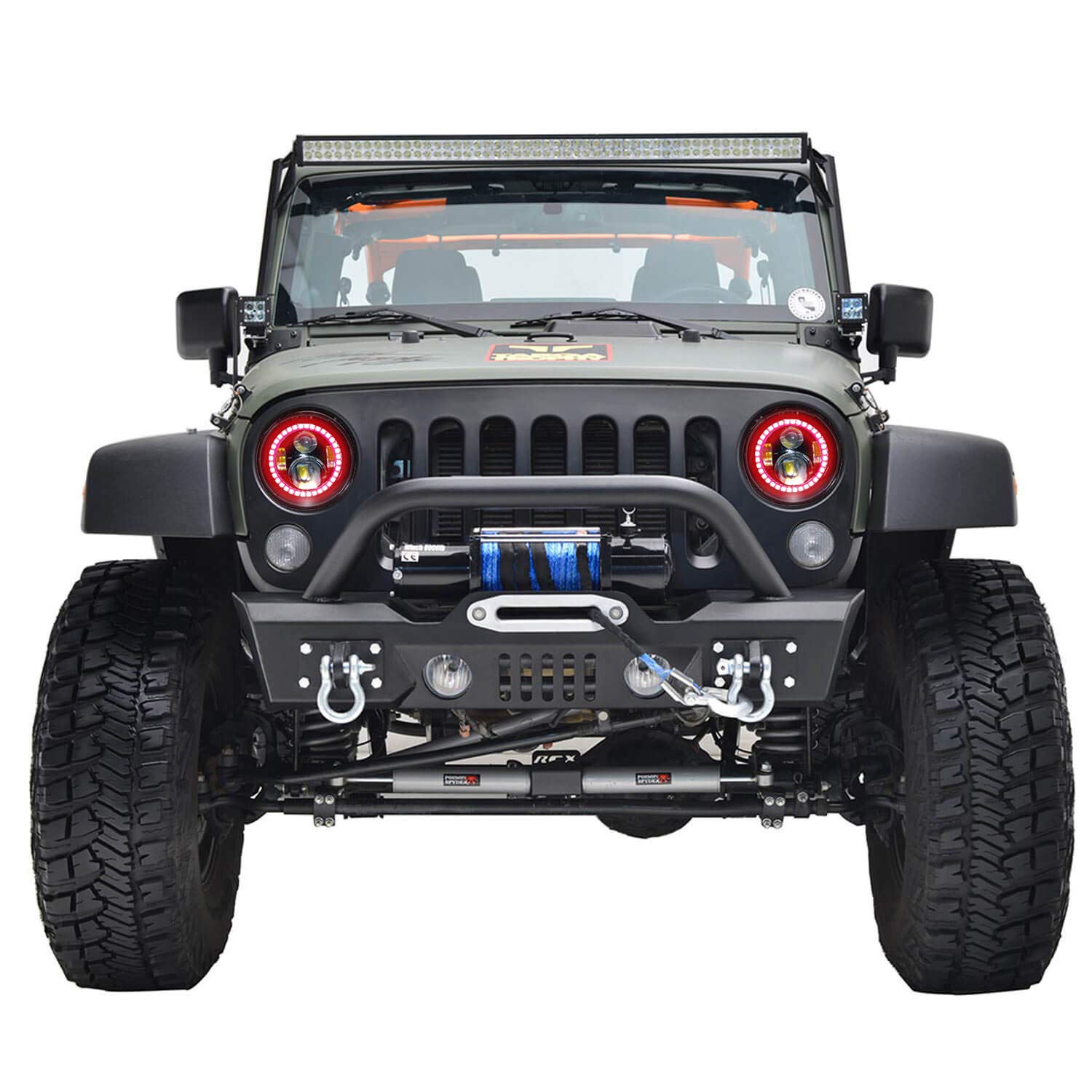 Flashtech LED RGB Multi-Color Halo Ring Headlight Kit with Bluetooth RF Remote & App Control - Compatible with Jeep Wrangler 2007-2017 | Off-Road Lighting for Night Driving & Custom Car Styling