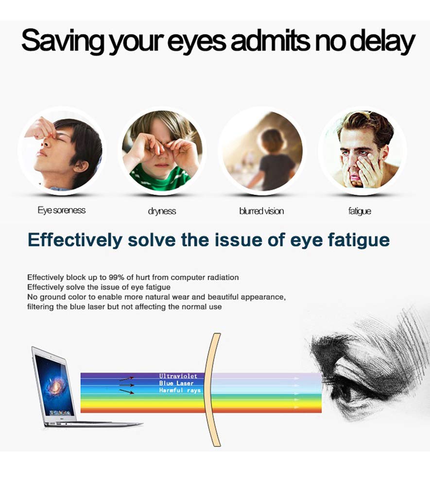 Agstum Blue Light Blocking Glasses Anti-Fatigue - Titanium Half Rimless Business Eyewear for Computer & Office Use | Reduce Eye Strain for Work, Gaming & Screen Time