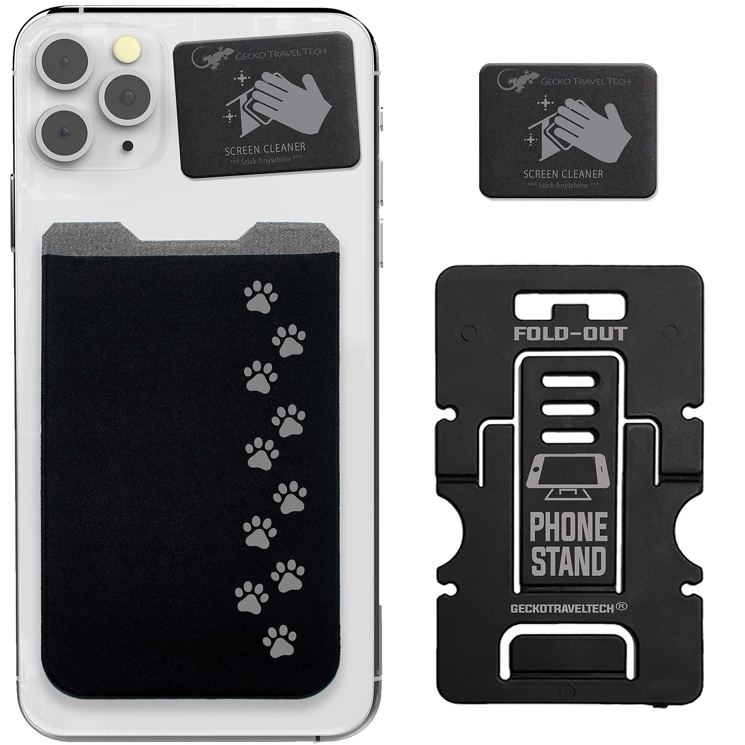 Gecko Adhesive Phone Wallet - Stick-On Lycra Card Holder for Credit Cards & Cash - Slim Phone Pouch for iPhone, Samsung - Perfect for Gym, Running, Travel & Everyday Use