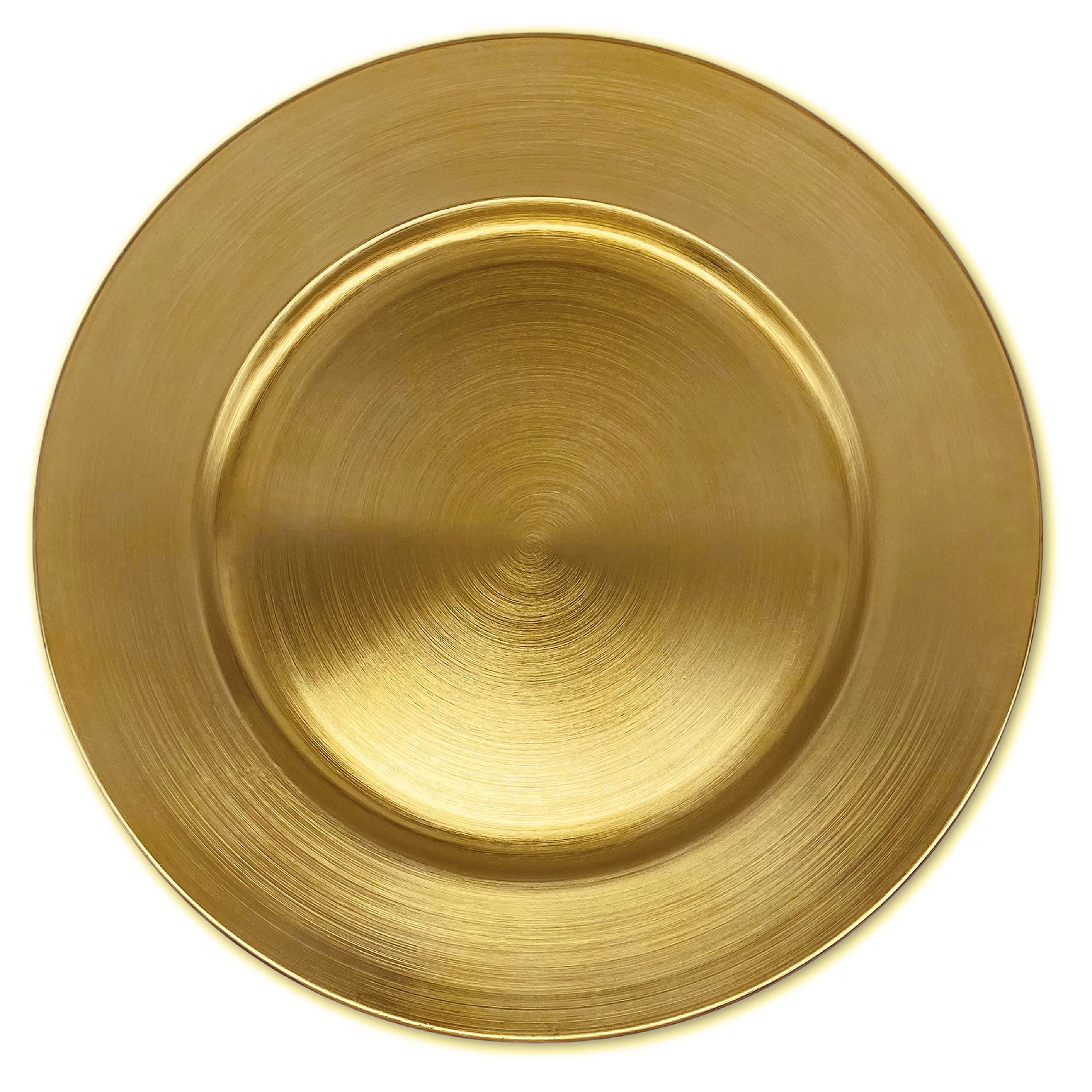 Henilosson 13 Inch Gold Metallic Foil Charger Plates - 24 Pack Round Dinner Plates for Weddings, Parties & Formal Events - Elegant Table Decor for Holiday Dining, Buffets & Special Occasions