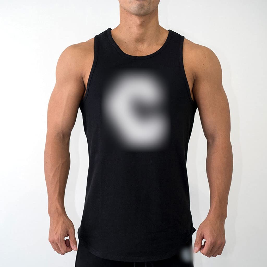 PDGJG Men's Bodybuilding Tank Top - Gym Fitness Cotton Sleeveless Shirt for Summer Workouts - Male Casual Stringer Singlet Undershirt (Black, Size M) - Perfect for Weightlifting, CrossFit & Outdoor Training