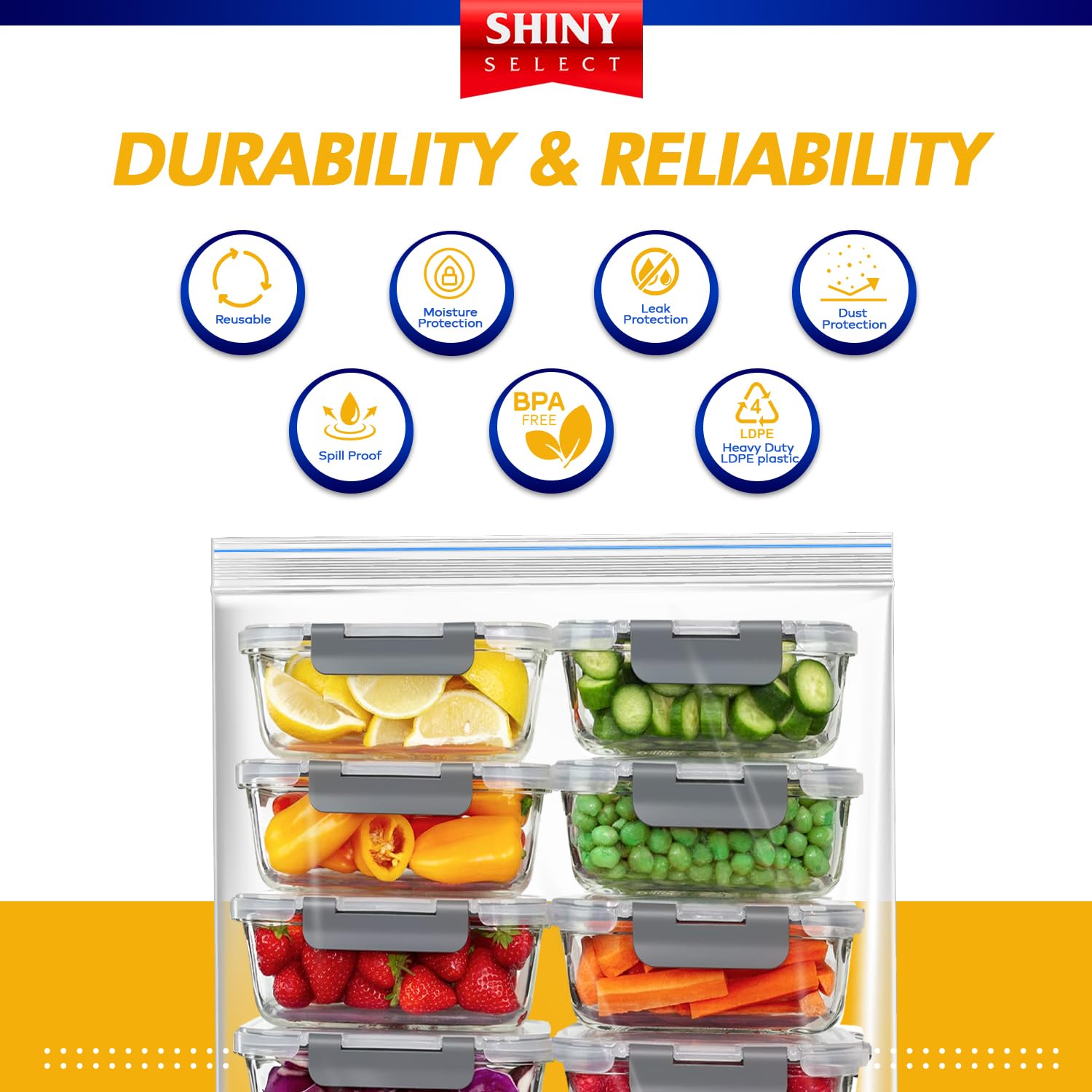 25 Pack 3.5 Gallon Extra Large Heavy Duty Freezer Bags - Airtight Resealable Storage Bags for Food Preservation, Meal Prep, Brining, Moving & Closet Organization - Perfect for Freezing, Packing & Home Storage