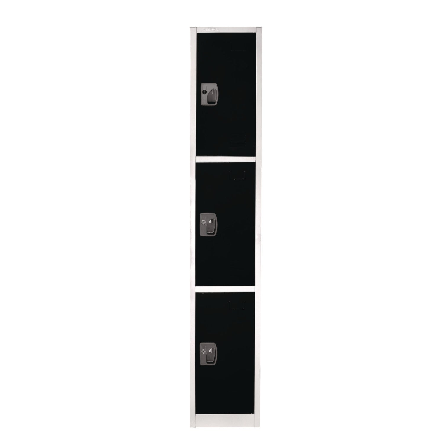 Steel Storage Locker with 3 Compartments - 12x12x72 Inches, Black - Heavy Duty Metal Locker for Office, Gym, School & Warehouse Organization