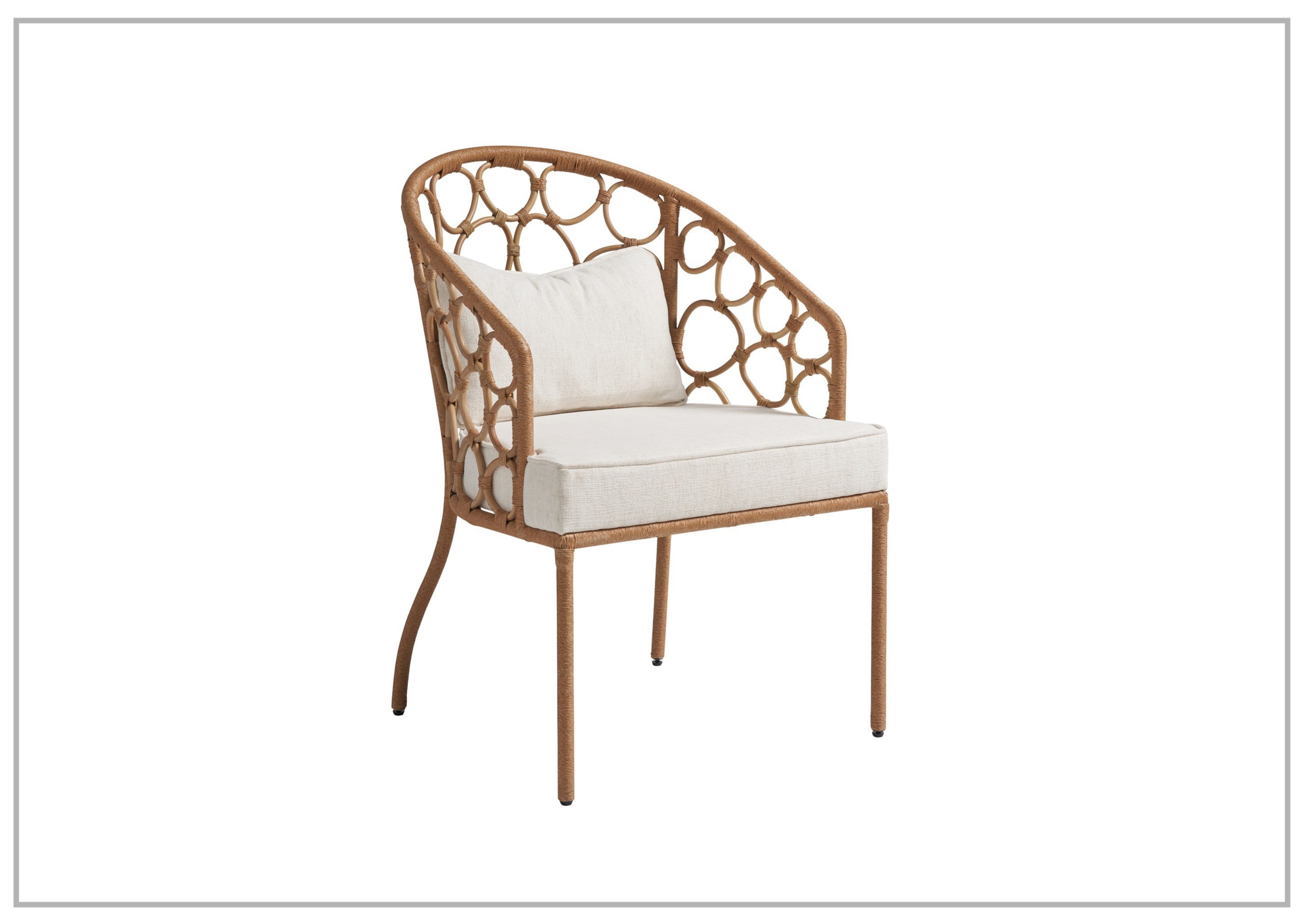 Universal Furniture Weekender Pebble Dining Chair with White Rattan Finish - Modern Rattan Accent Chair for Dining Room, Kitchen, Patio & Outdoor Use
