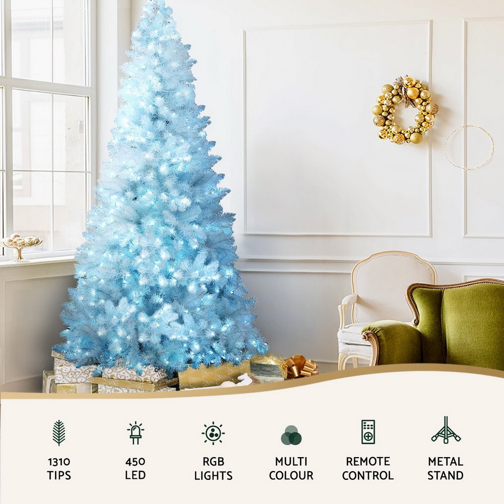 2.1m Pre-Lit Christmas Tree with 1310 Tips & RGB Remote Control - Perfect for Holiday Decor, Xmas Party, and Home Festive Lighting