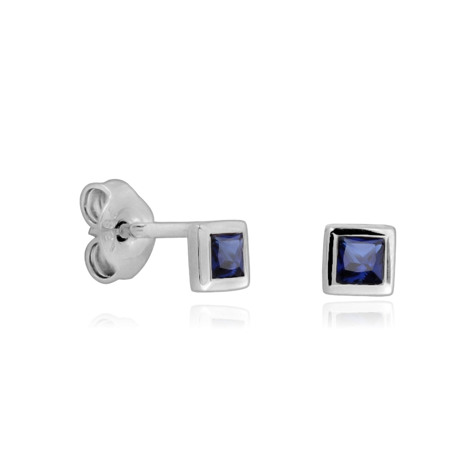 14K White Gold Princess Cut Blue Sapphire Stud Earrings for Women - Elegant Jewelry Gift for Birthday, Anniversary & Special Occasions