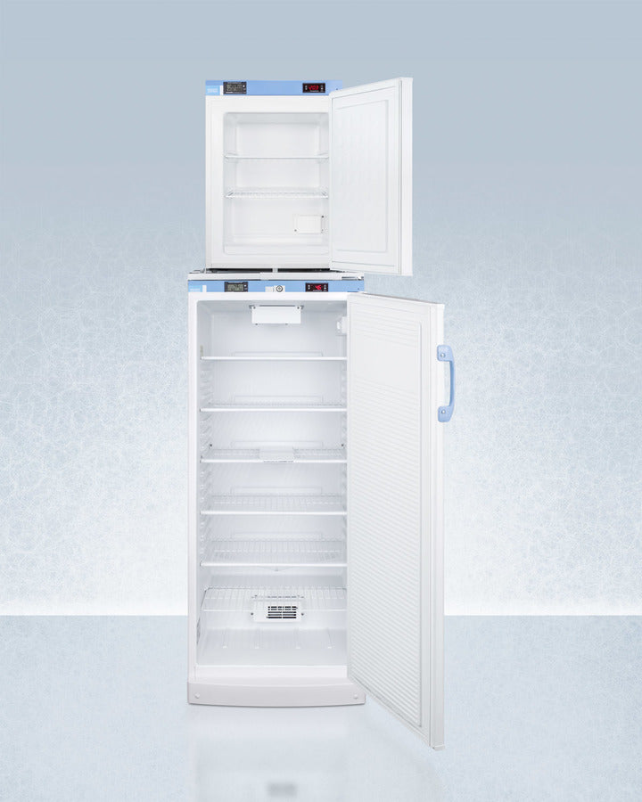 Accucold 24-Inch Wide All Refrigerator and Freezer Combo with Front Locks - FFAR10 FS30LSTACKMED2 - Perfect for Laboratories, Medical Facilities, and Commercial Kitchens