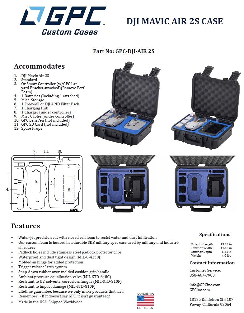 DJI Air 2S Hard Shell Carrying Case - Waterproof Shockproof Protective Travel Storage Bag for DJI Air 2S Drone - Perfect for Travel, Outdoor Adventures & Professional Photography