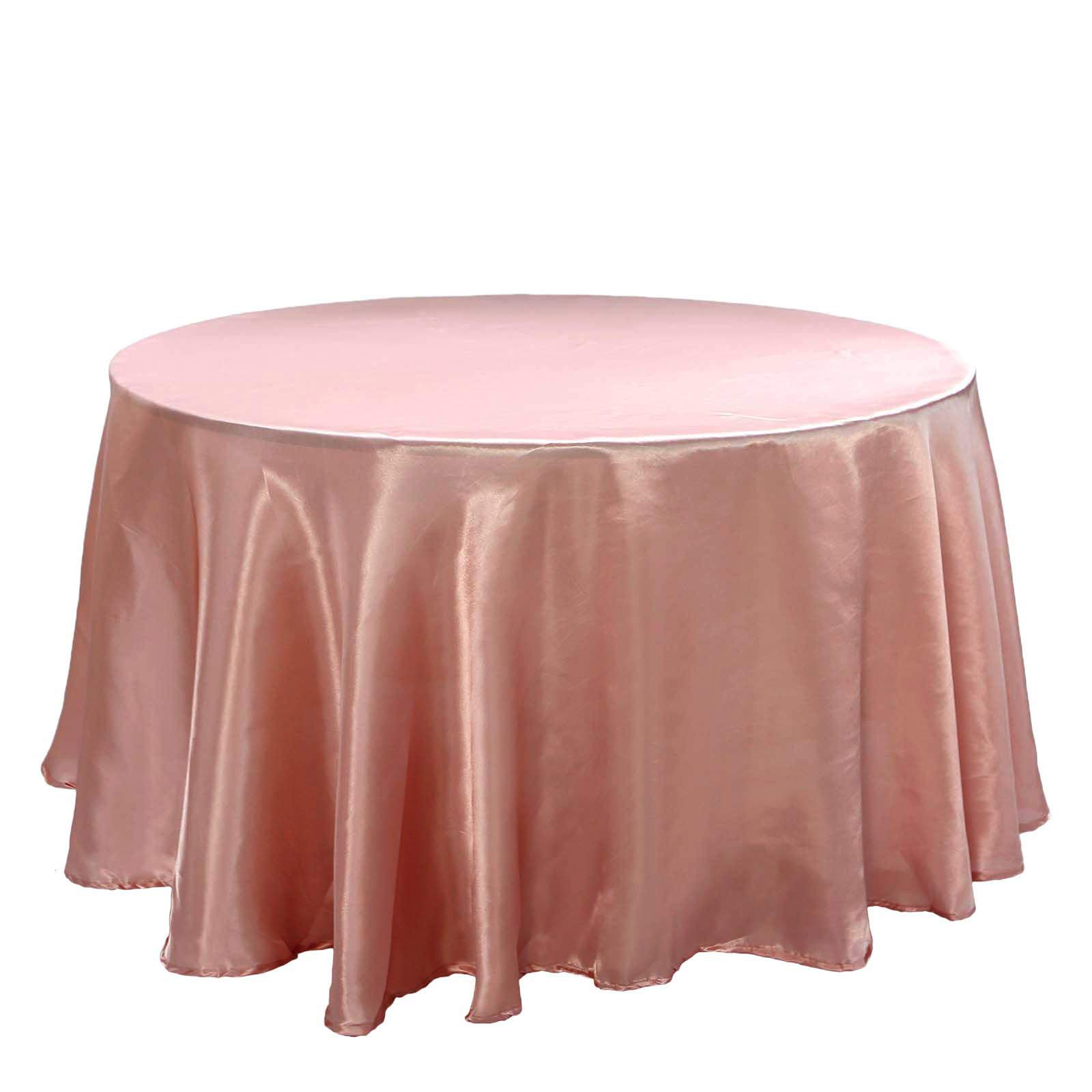 BalsaCircle 120 Inch Round Tablecloth - Dusty Rose Satin Table Cover for Wedding, Party & Reception - Elegant Dining Linens for Kitchen, Banquet & Special Events