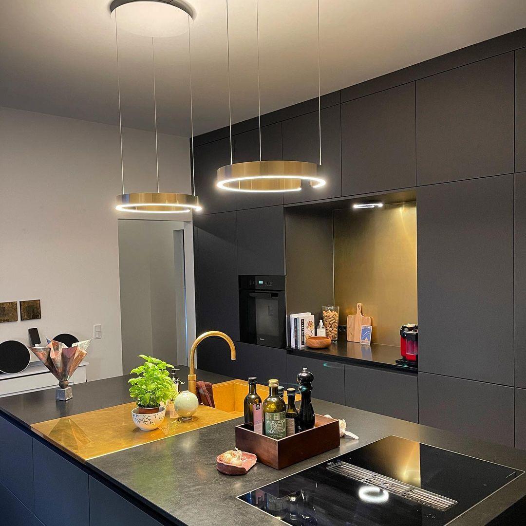 Modern Circular Chandelier - Elegant LED Ceiling Light Fixture for Dining Room, Living Room & Bedroom | Energy Efficient & Dimmable | Perfect for Home Decor & Interior Design
