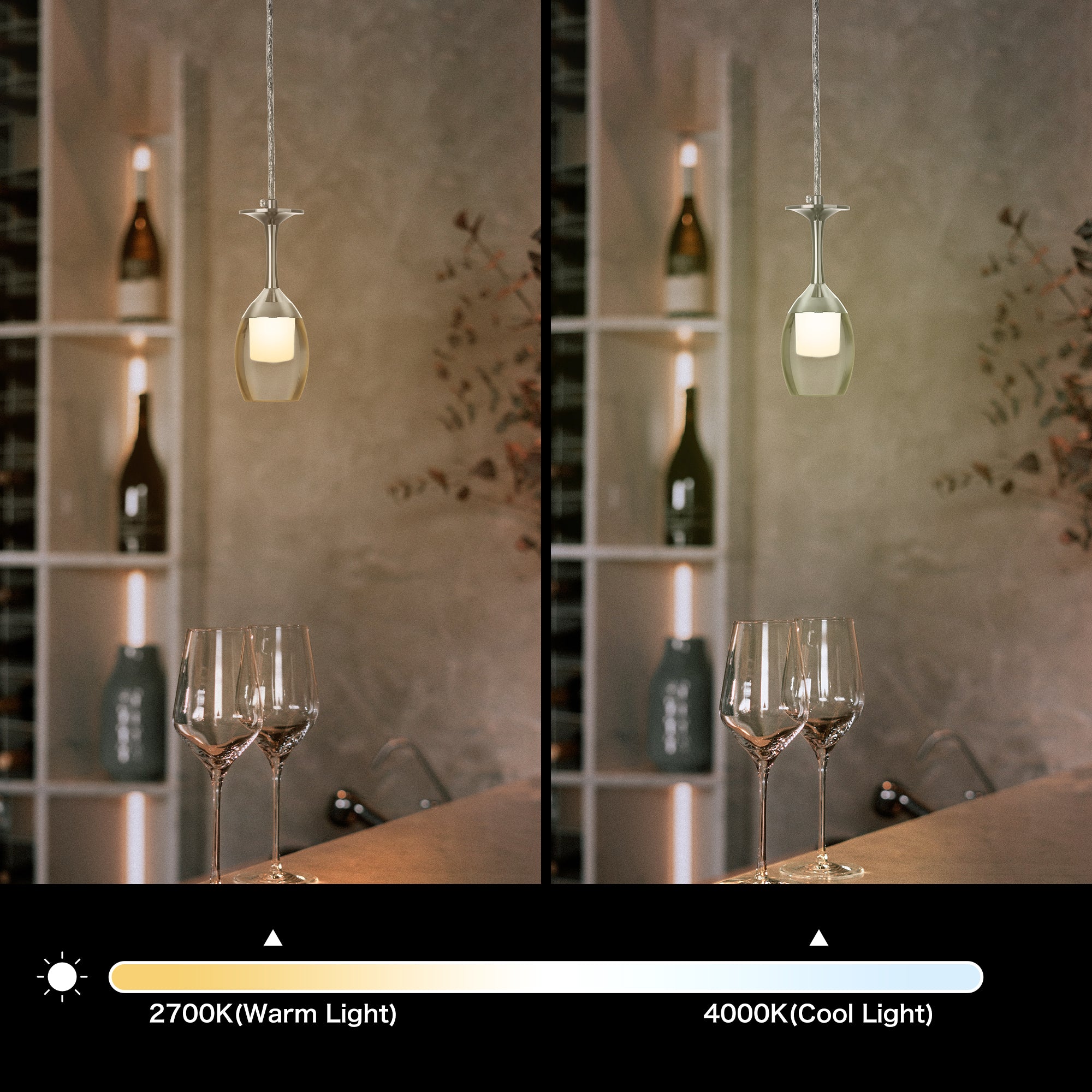 Bacchus Clear Acrylic Red Wine Glass Shaped Smart RGB Pendant Light - Modern LED Hanging Lamp for Dining Room, Bar, and Home Decor