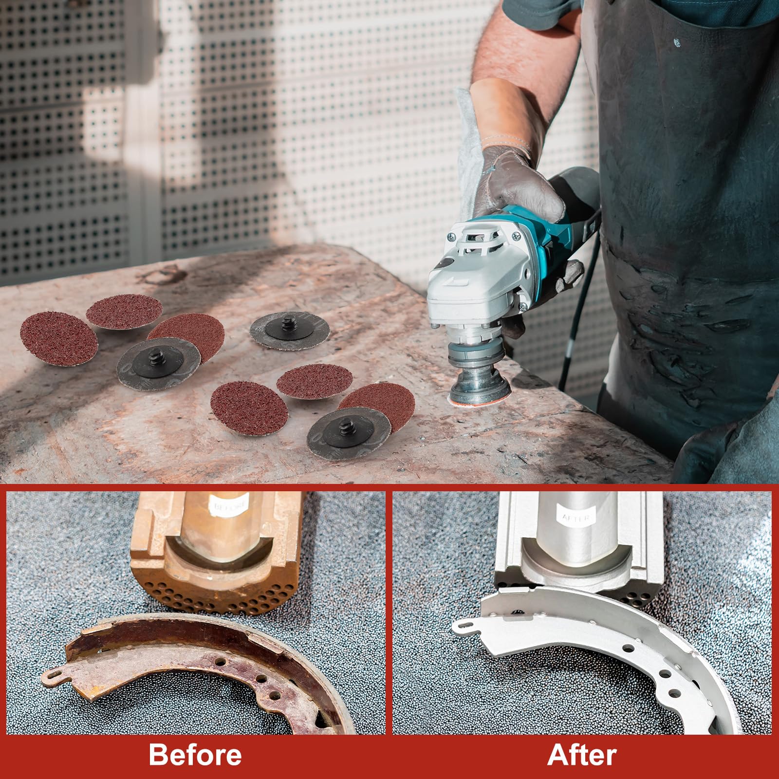 2 Inch Sanding Discs 150 Pack - 36 Grit Quick Change Sanding Discs for Angle Grinder, Surface Preparation, Paint & Rust Removal - Perfect for Metal, Wood & Auto Body Work