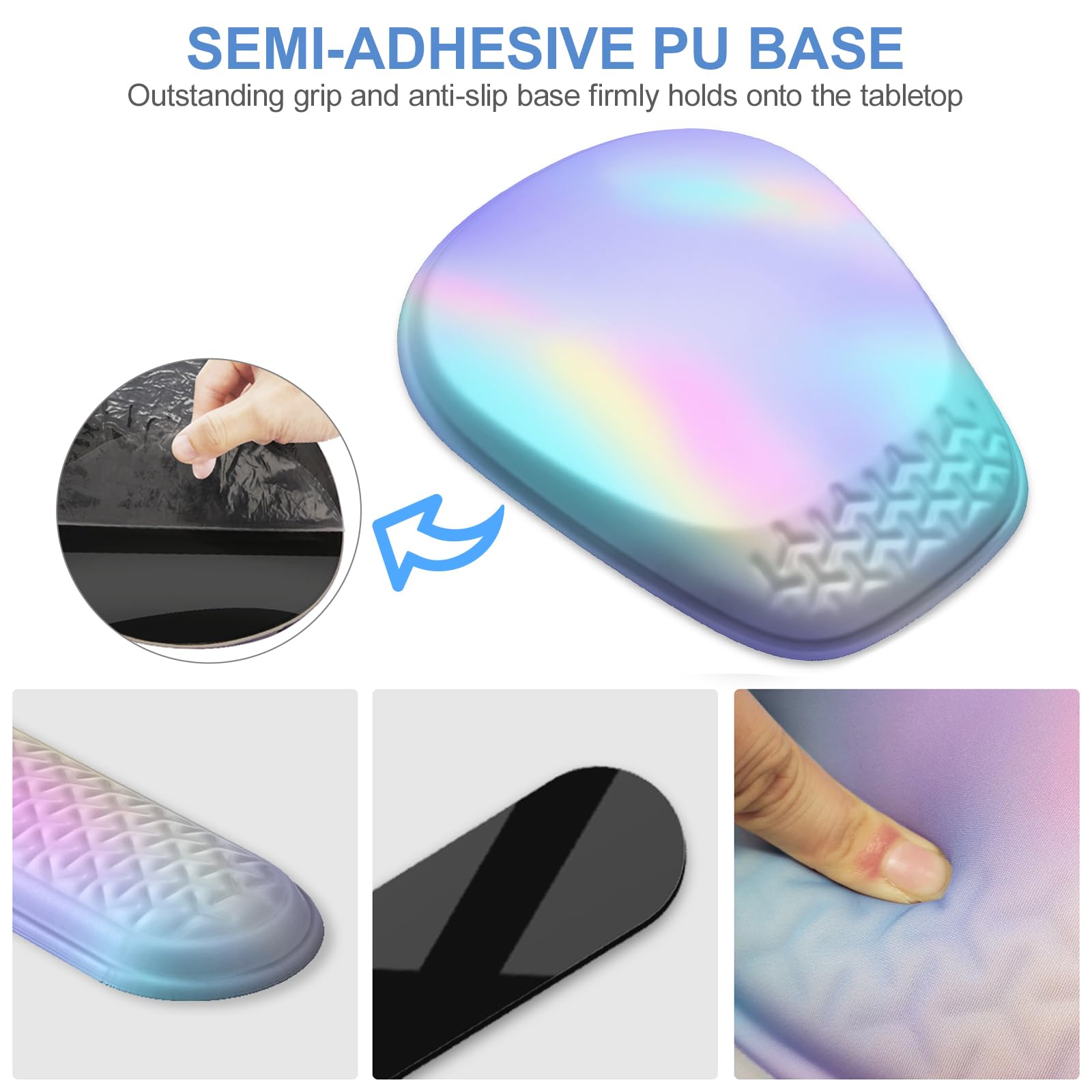 Ergonomic Mouse Pad with Memory Foam Wrist Rest - Comfortable Keyboard & Mouse Pad Set for Pain Relief, Gradient Blue Pink - Perfect for Office, Gaming & Long Computer Work Sessions