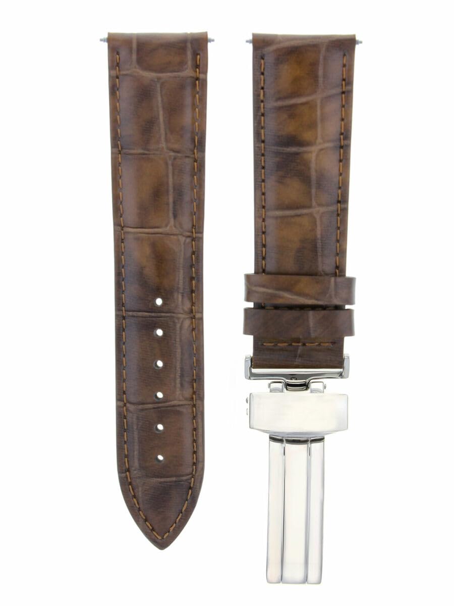 22mm Genuine Leather Watch Band Strap for Invicta Pro Diver - Light Brown with Deployment Clasp | Replacement Watch Accessory for Men, Diving, Business & Casual Wear