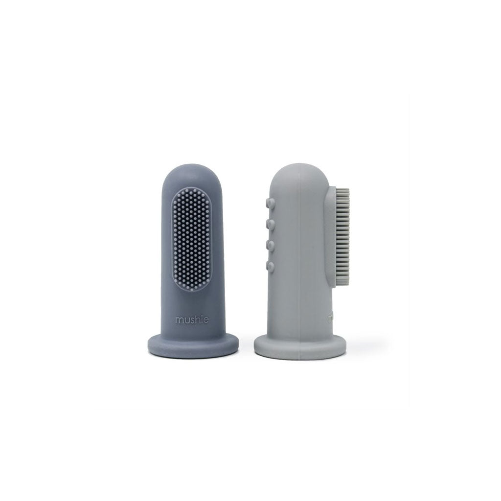 Mushie Silicone Finger Toothbrush for Babies - 2 Pack Set - Gentle Infant Dental Care for Teething & Oral Hygiene - Perfect for Newborns & Toddlers at Home or Travel