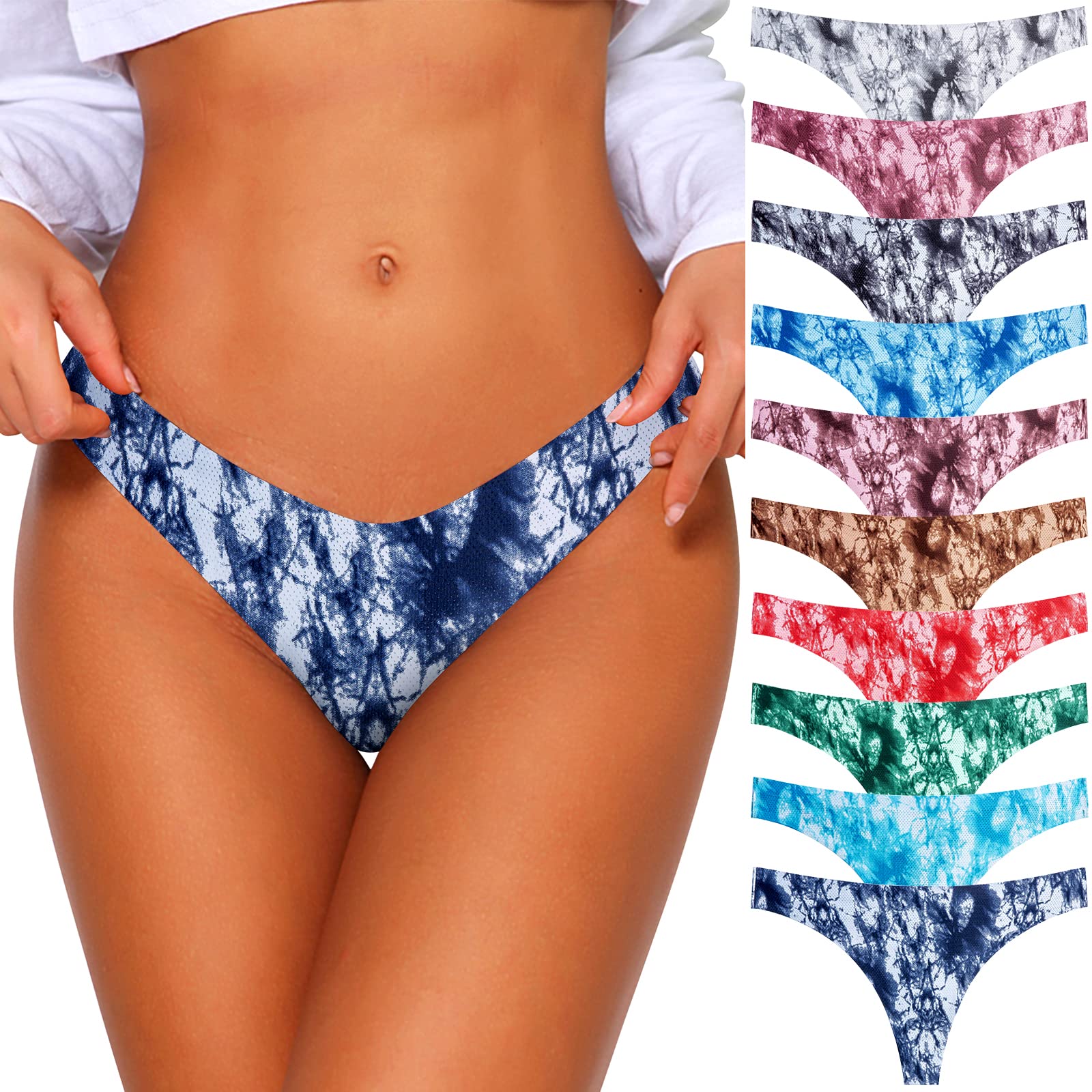 QOVOQ Seamless Thongs for Women - 3 Pack Breathable Cotton No Show Underwear | Comfortable Everyday Wear for Work, Gym & Lounge