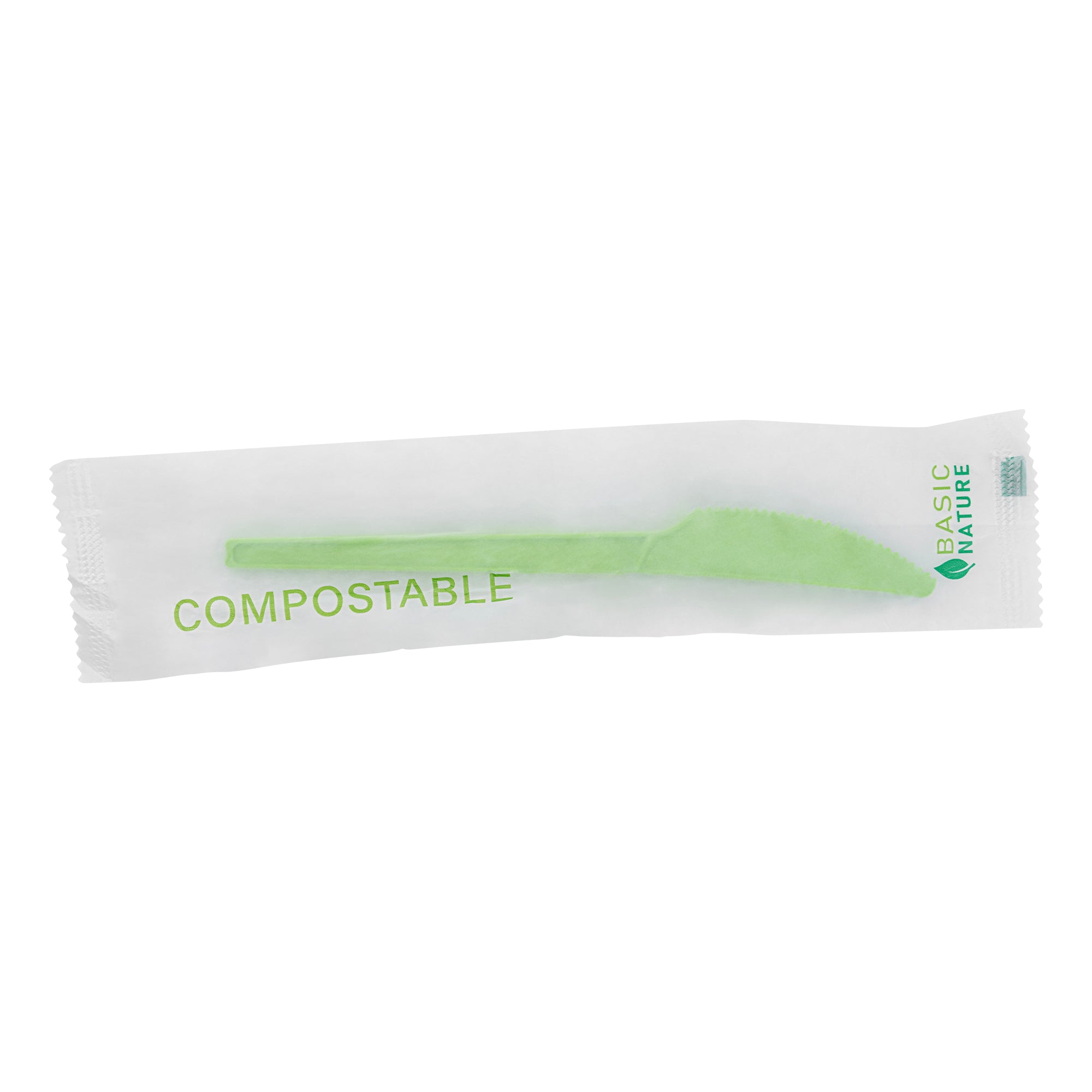 Eco-Friendly Basic Nature Green CPLA Plastic Knives – Compostable, Heat Resistant (6.5 Inch, 250 Count Box) – Perfect for Parties, Picnics & Sustainable Dining