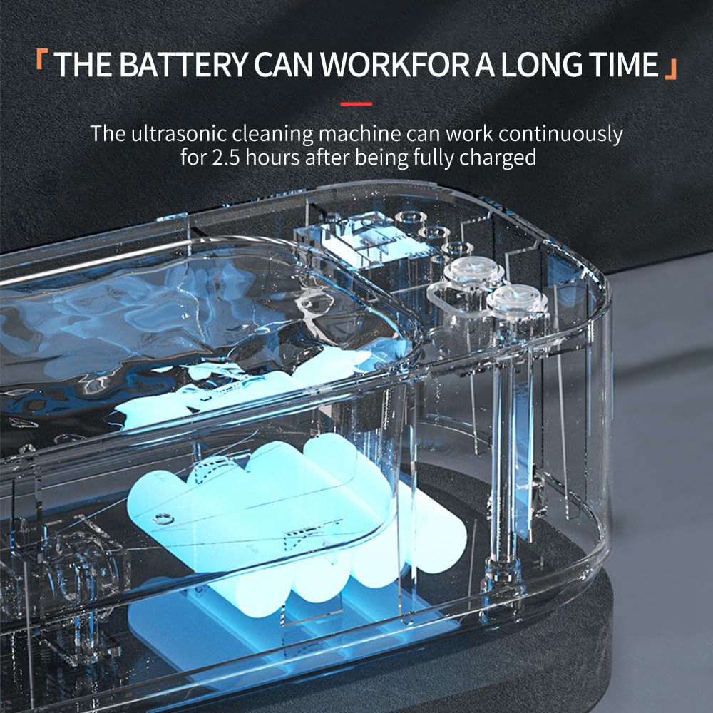 Ultrasonic Cleaner Machine - Portable & Lightweight with Touch Control, 3 Cleaning Modes for Jewelry, Watches, Glasses, Rings, Coins & Dentures | Perfect for Home, Office & Travel Use