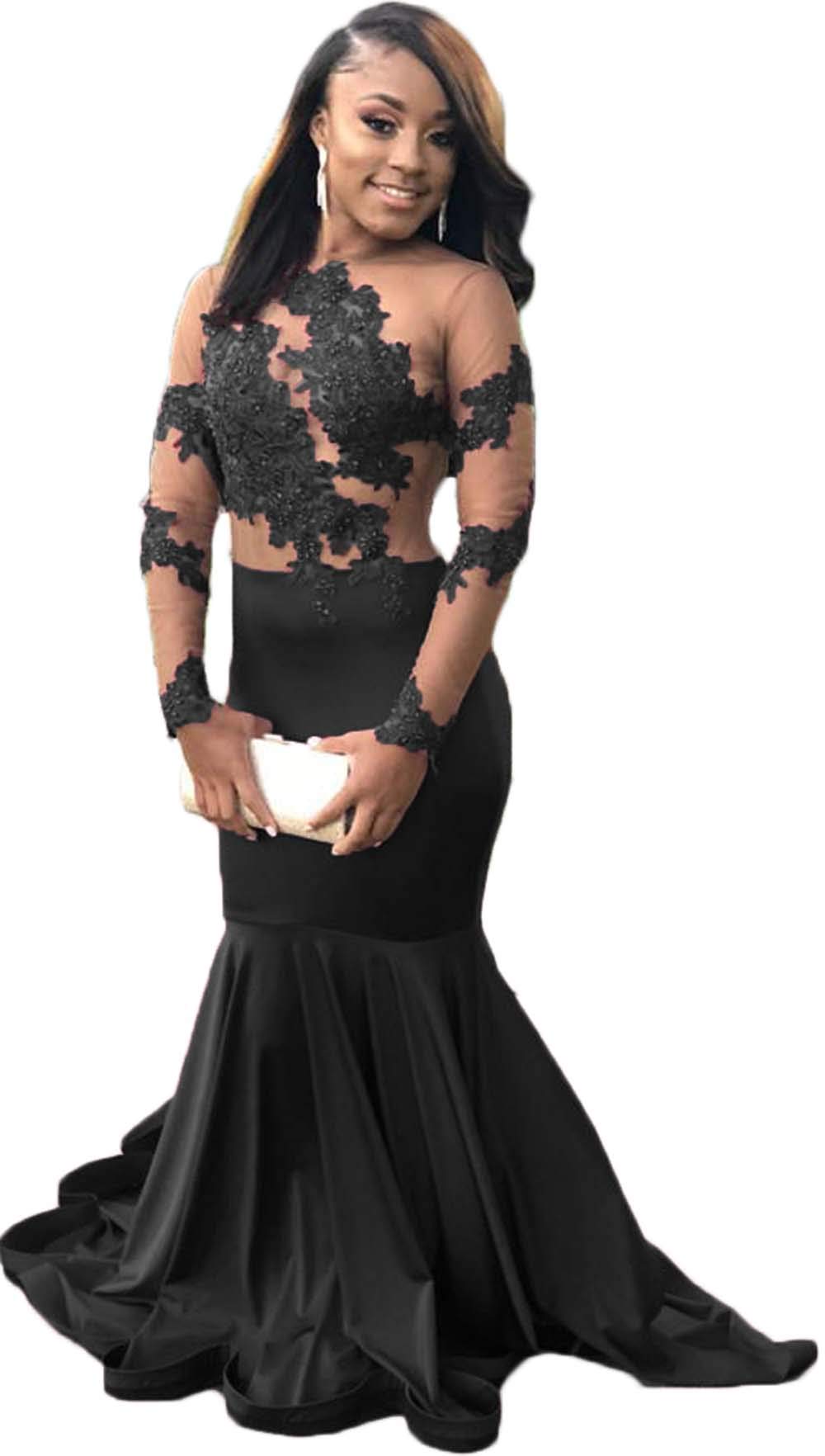 Elegant Beaded Mermaid Prom Dresses with Long Sleeves - Formal Evening Gowns for Women | Perfect for Homecoming, Wedding Guest & Black Tie Events