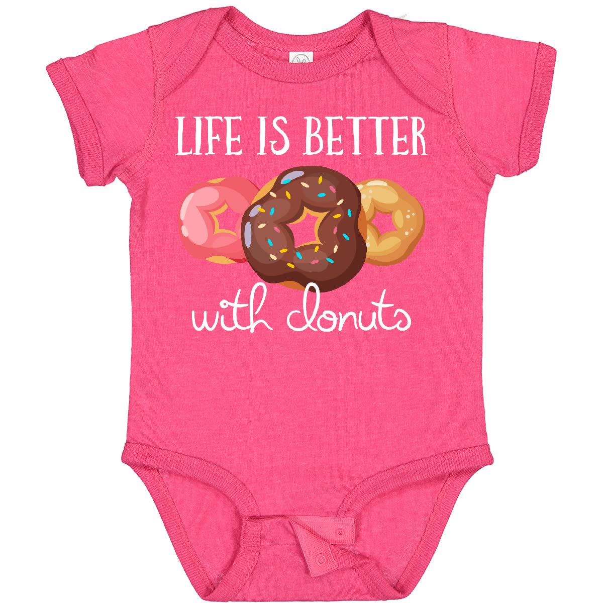 Inktastic Life is Better with Donuts Baby Bodysuit - Cute Donut Print Onesie for Newborns & Infants - Perfect for Birthday, Photo Shoots & Everyday Wear