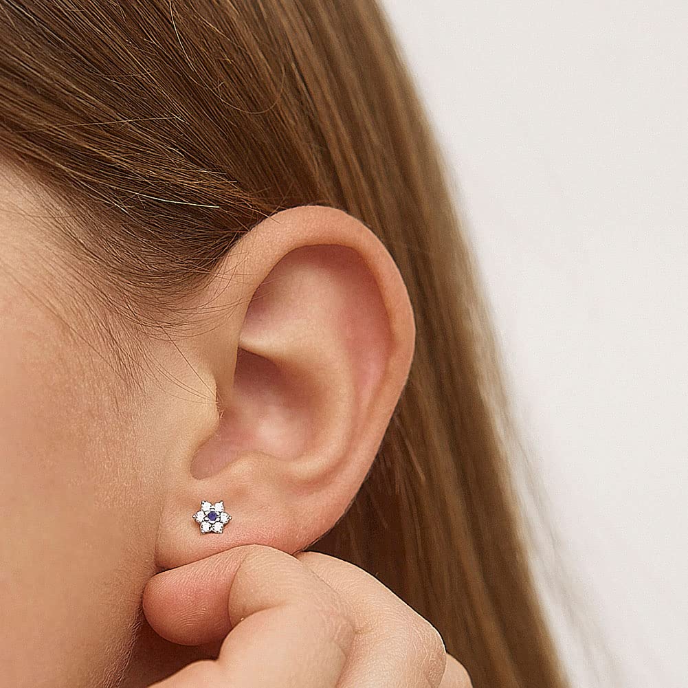 925 Sterling Silver Kids Earrings with 5mm CZ Flower & Secure Screw Backs - Hypoallergenic Floral Stud Earrings for Toddlers & Little Girls | Perfect for Birthdays, First Piercing Gifts & Special Occasions