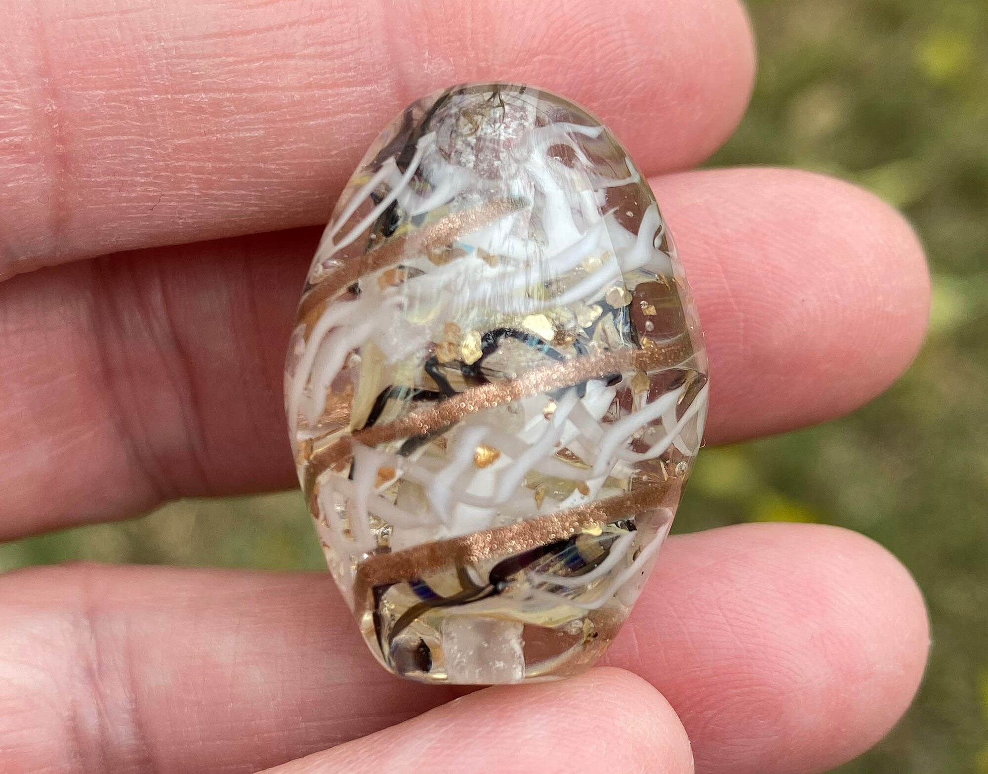 White & Gold Spiral Lampwork Glass Focal Bead for Jewelry Making - DIY Necklace, Bracelet, Earrings Craft Supplies - Perfect for Bohemian Style Accessories
