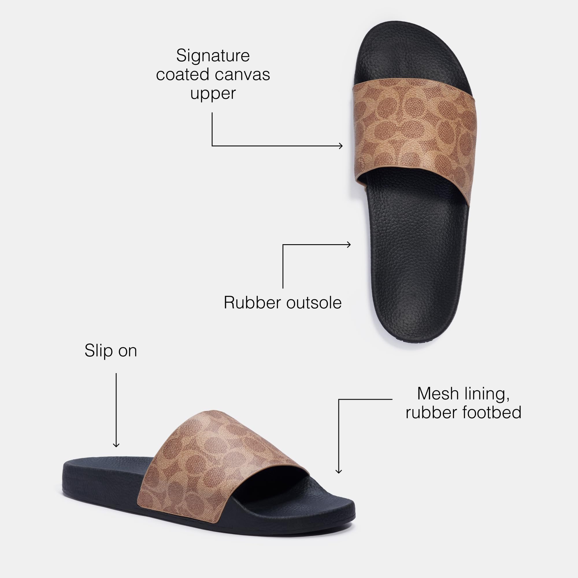 **Coach Men's Signature Coated Canvas Pool Slides – Comfortable & Stylish Summer Sandals for Beach, Pool & Casual Wear**