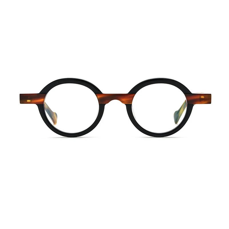 Stylish Black Unisex Acetate Round Eyeglasses - Full Rim Small Frame 19231 | Perfect for Reading, Work & Fashion Accessories