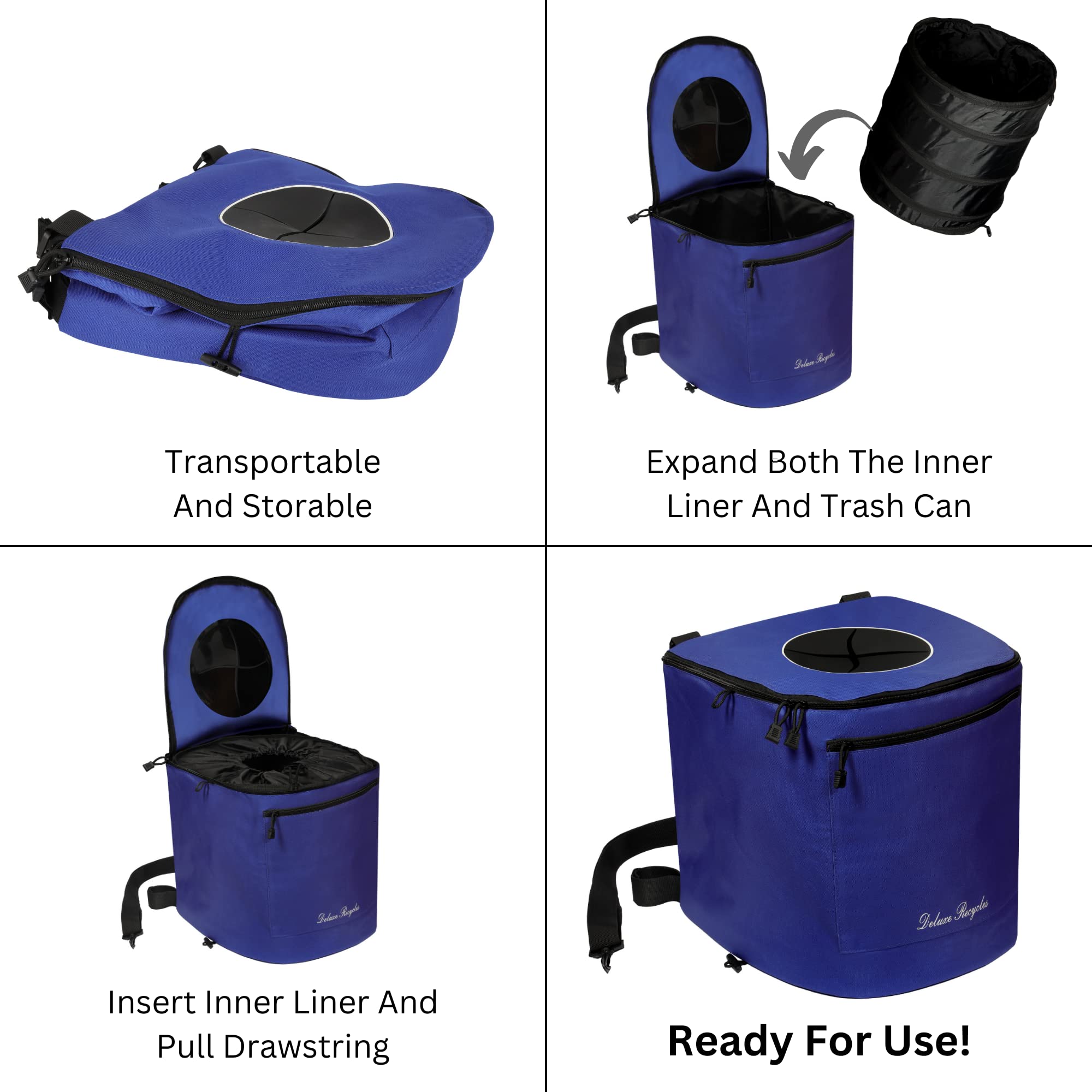 **Collapsible 8 Gallon Portable Trash Can for Boating, Camping, Kayaking & Fishing - Durable & Waterproof with Inner Bin - Ideal for Beach, Hiking, RV & Boat Accessories (Blue)**    *Perfect for outdoor adventures, picnics, road trips, and keeping your boat or campsite clean!*