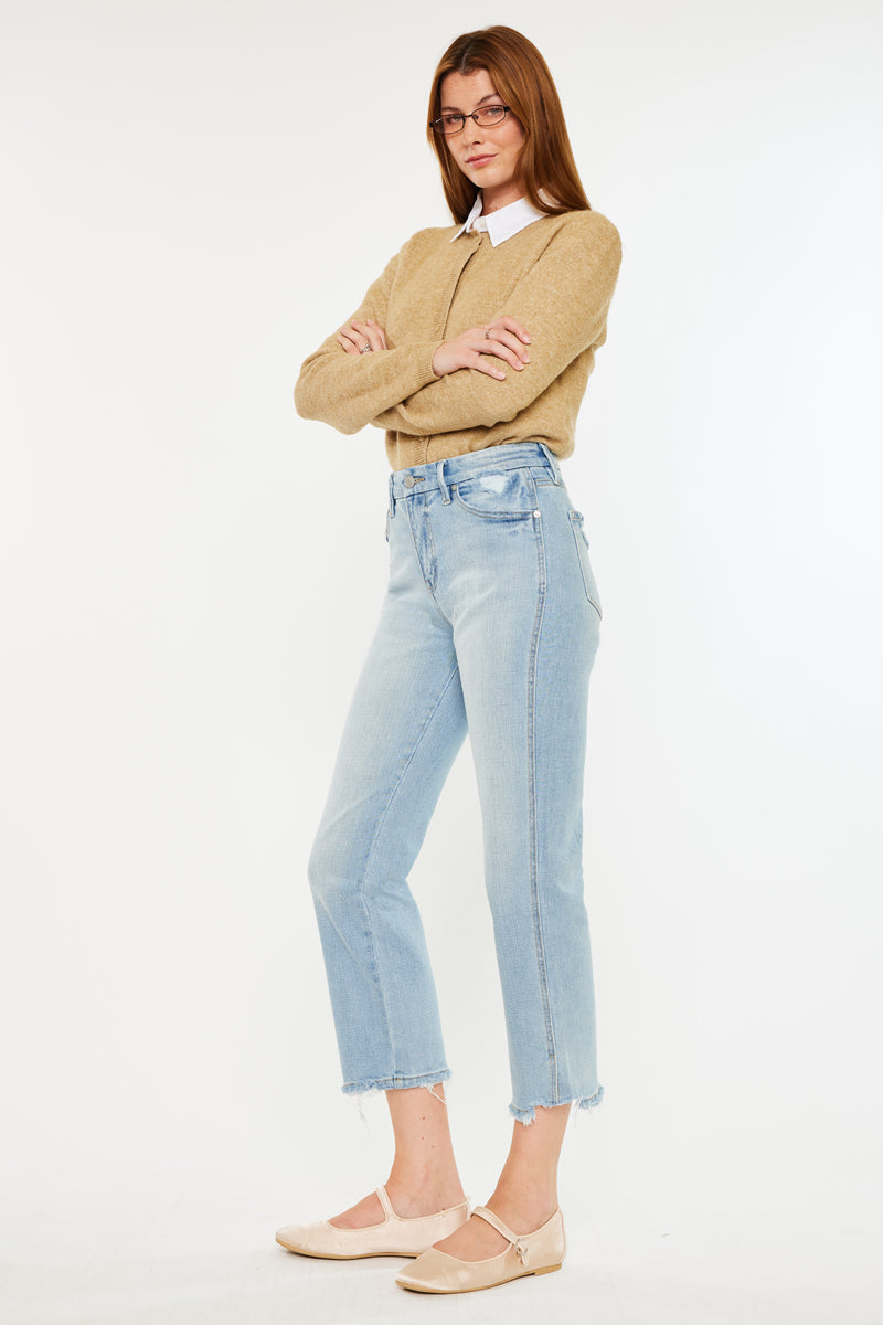 Lane High Rise Cropped Straight Leg Jeans for Women - Slimming Stretch Denim Pants - Perfect for Casual Wear, Office Outfits & Date Nights