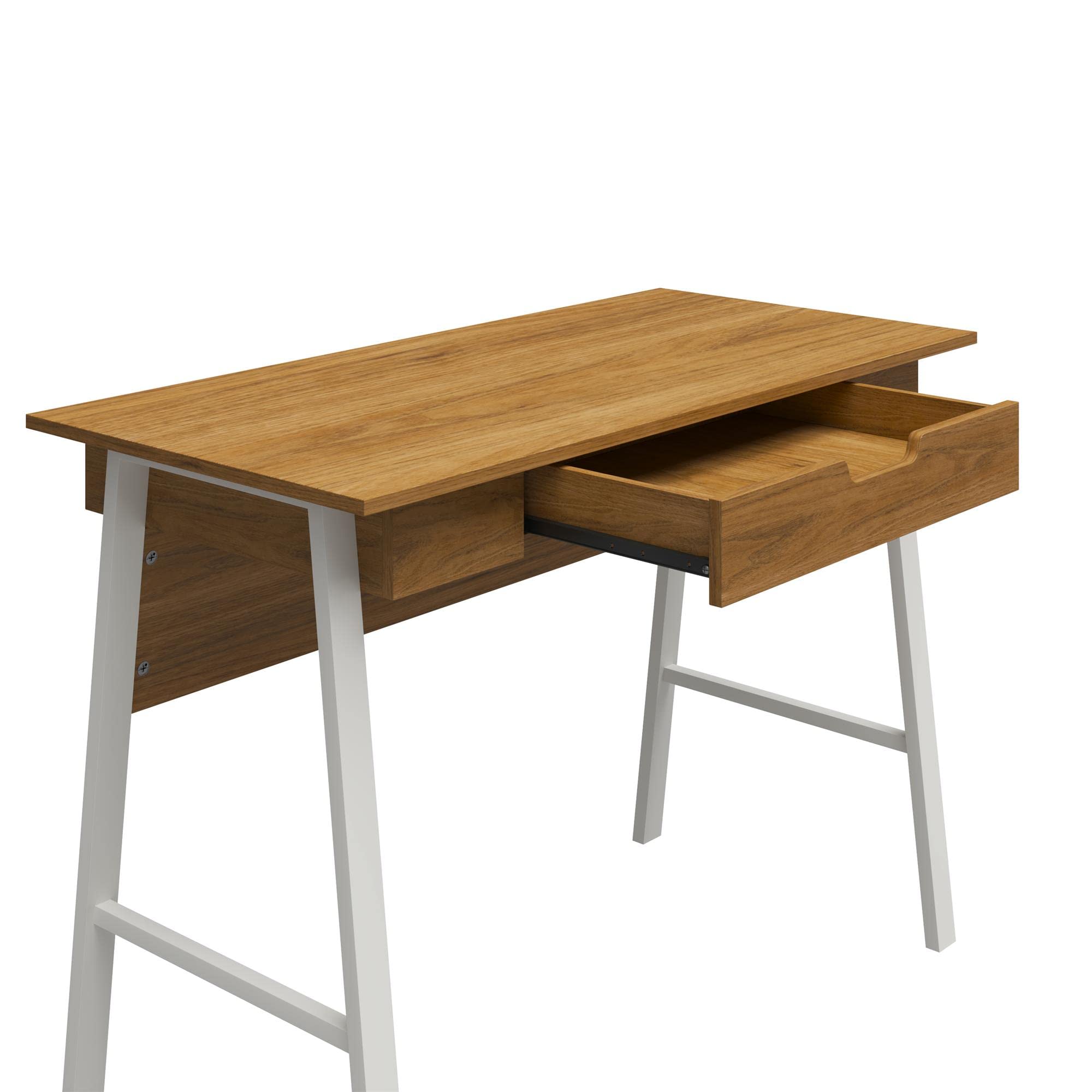 Ameriwood Home Oxford Computer Desk, Walnut Finish - Modern Writing Desk for Home Office, Study & Small Spaces - Compact Workstation for Laptops & PCs