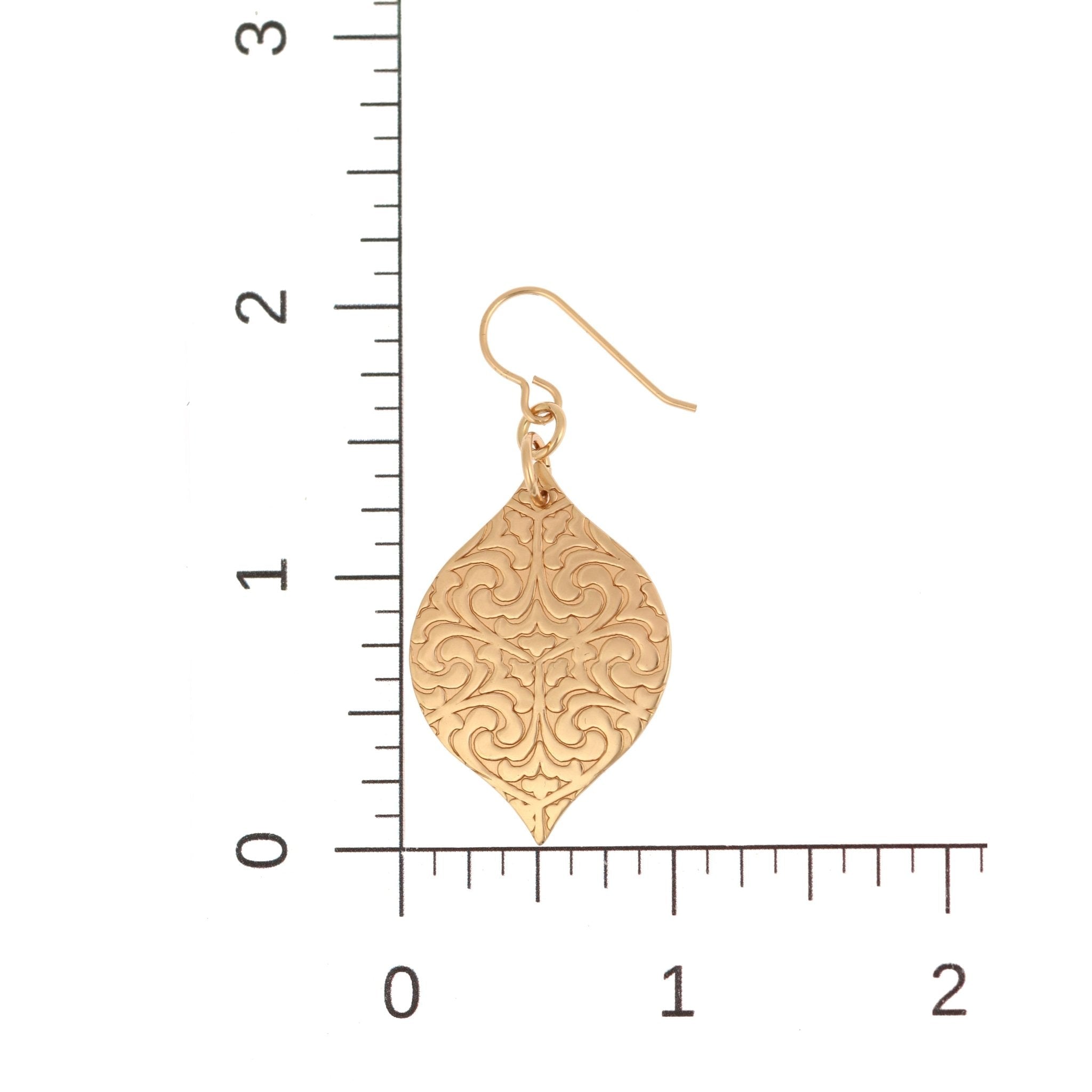 Damask Embossed Bronze Marrakesh Drop Earrings - Handmade Boho Chic Jewelry for Women - Perfect for Weddings, Parties & Special Occasions