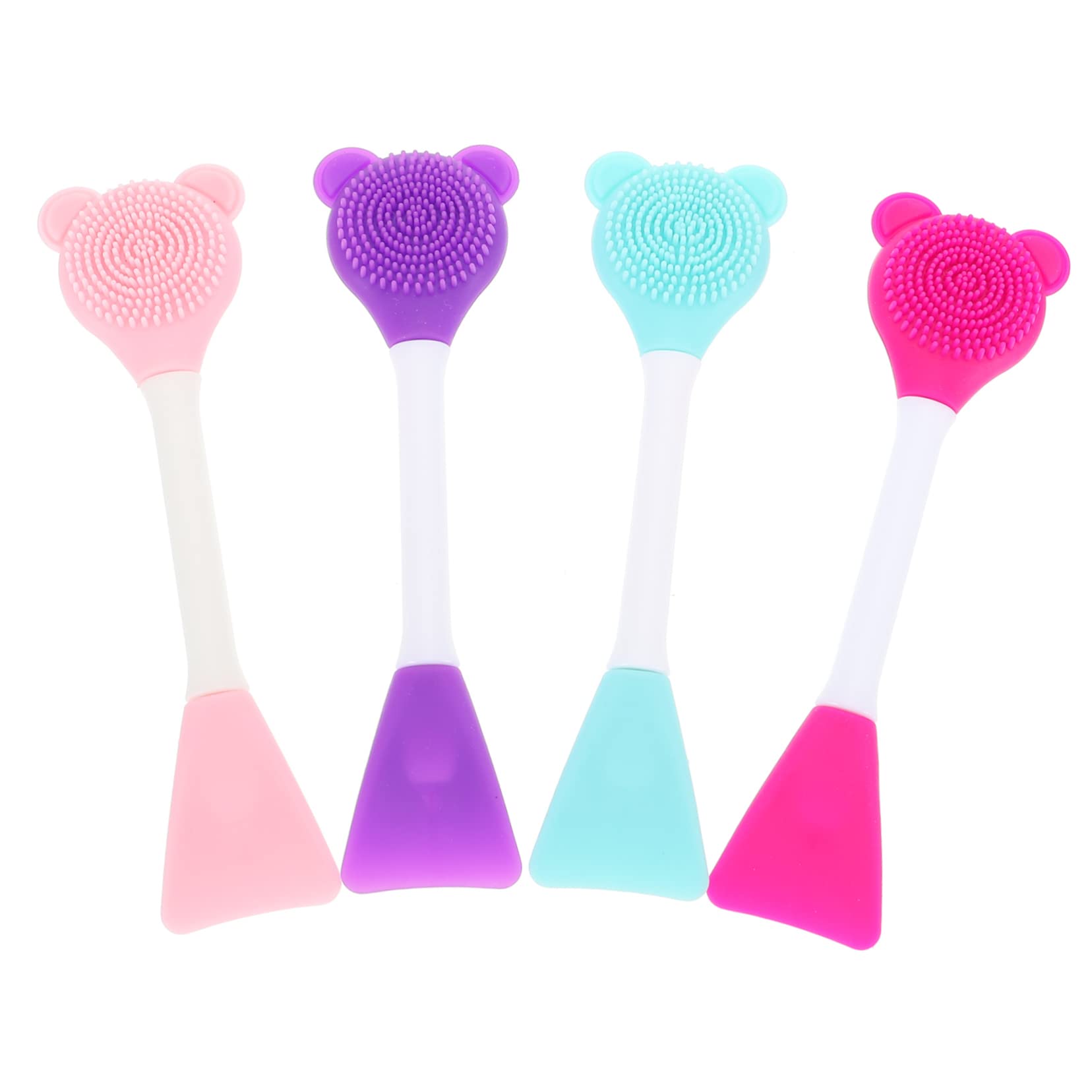Minkissy 4pcs Silicone Facial Cleansing Brush Set - Gentle Exfoliating Body & Face Scrubber, Handheld Wash Brush for Deep Pore Cleaning, Blackhead Remover & Clay Mask Applicator | Perfect for Daily Skincare Routine & Spa Treatments