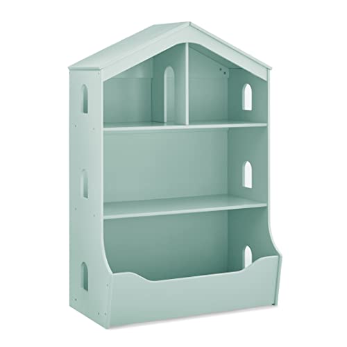 Delta Children Playhouse Bookcase with Toy Storage - GREENGUARD Gold Certified Mint Green Kids Bookshelf for Bedroom & Playroom - Perfect for Organizing Books, Toys, and Decor in Nursery or Classroom