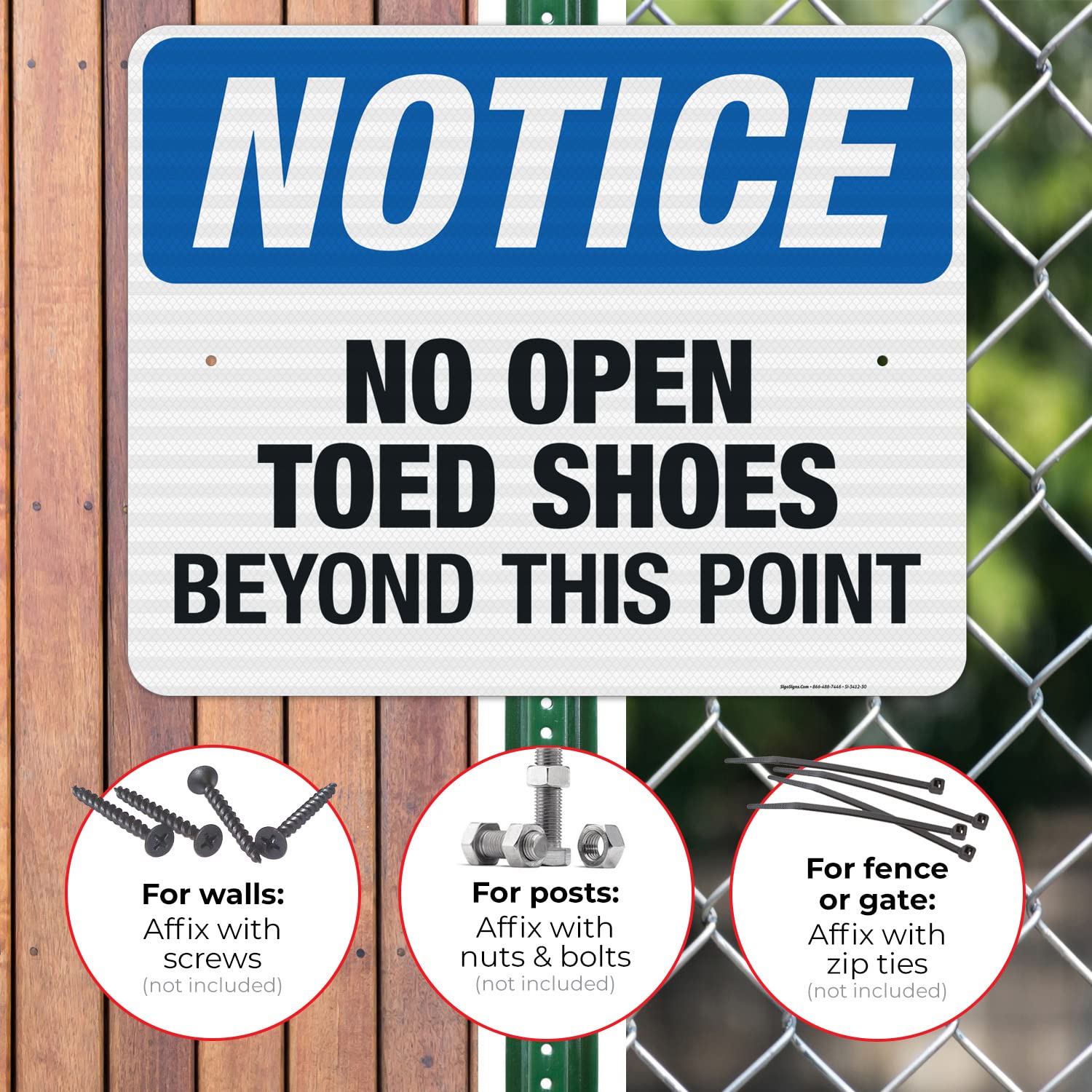 OSHA Compliant 'No Open Toed Shoes Beyond This Point' Safety Sign - 24x30 Inches, 3M EGP Reflective .080 Aluminum, Fade Resistant for Indoor/Outdoor Use - Made in USA | Perfect for Construction Sites, Factories & Workplace Safety Zones