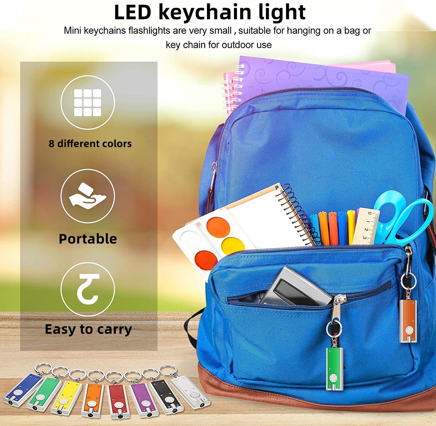 32-Piece Mini LED Keychain Flashlights - Bright Portable Keyring Lights for Camping, Hiking & Emergency Use - Perfect for Outdoor Adventures, Night Events & Party Favors