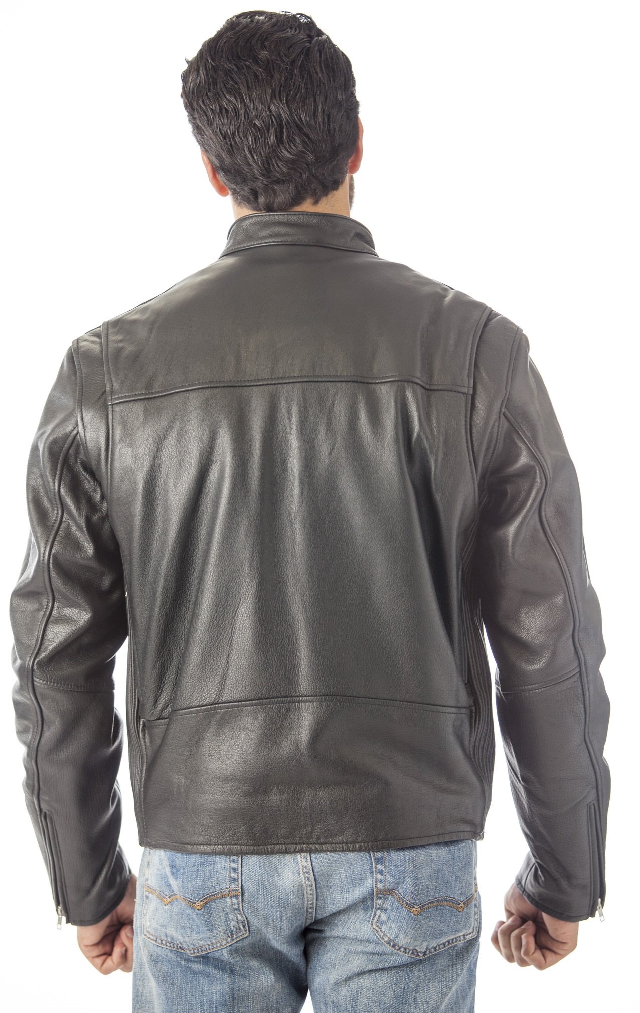 REED Men's Biker Jacket - Genuine Imported Naked Cow Leather, Removable Zip-Out Lining, Stylish Motorcycle Jacket for Riding & Casual Wear