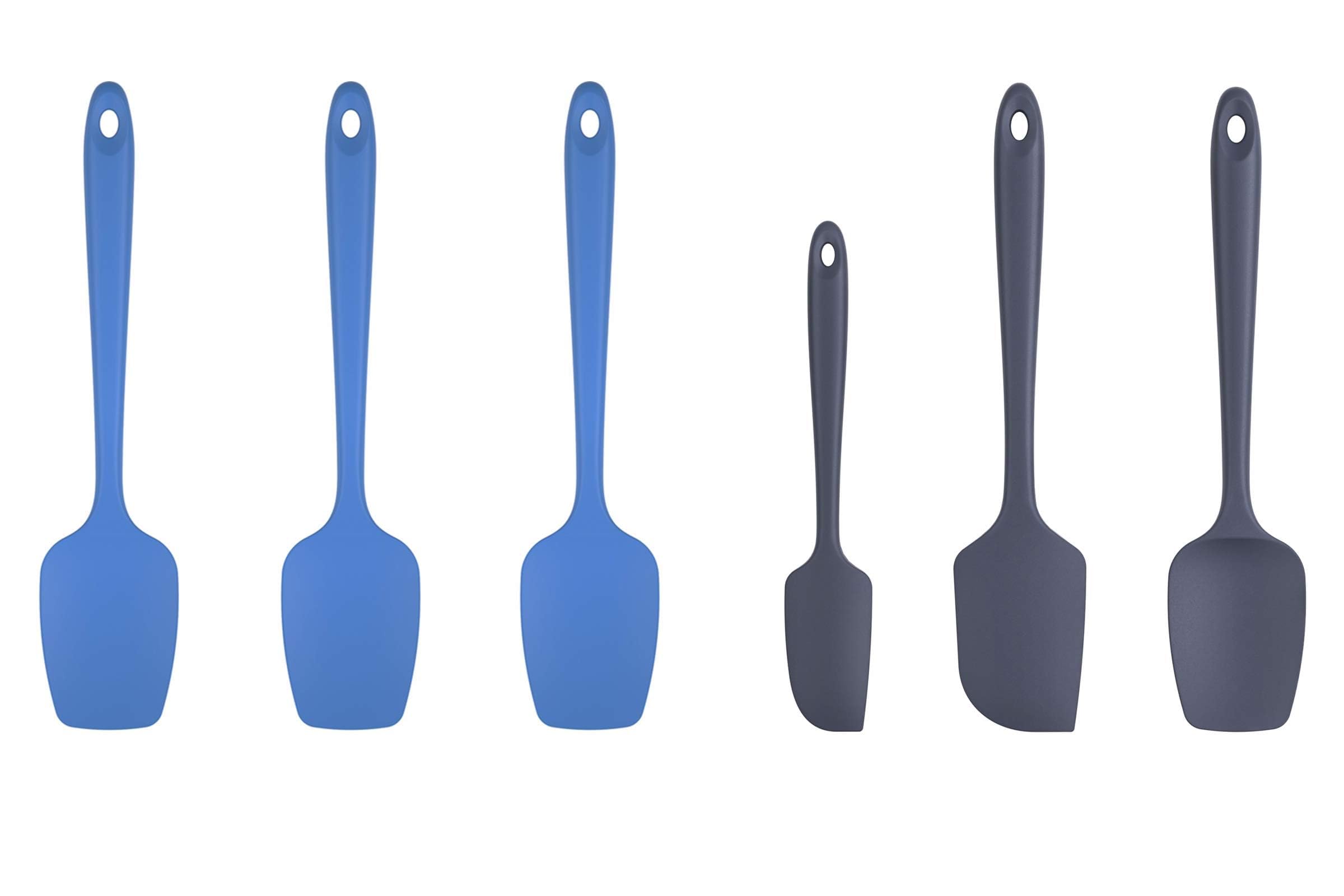 U-Taste 600°F Heat Resistant Silicone Spatula Set - 3-Piece Kitchen Utensils (Mini, Large & Spoon Spatula) in Lake Blue & Midnight Blue - Perfect for Baking, Cooking & Non-Stick Pans