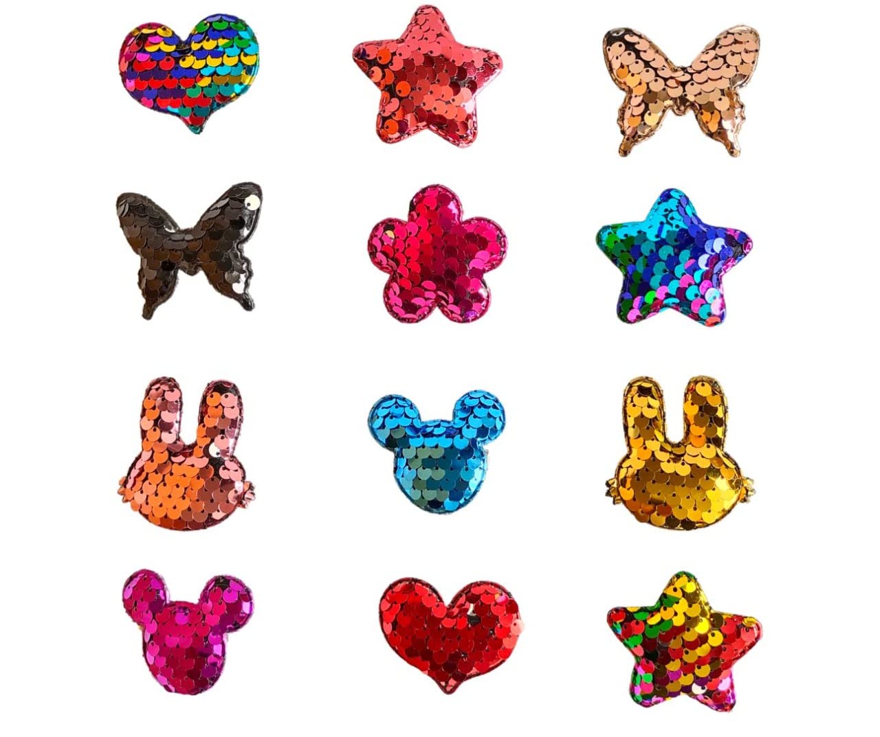 ANNACREATIONS 12-Piece Sparkling Sequins Hair Clips Set - Stylish Hair Accessories for Kids & Girls - Perfect for School, Parties & Daily Wear
