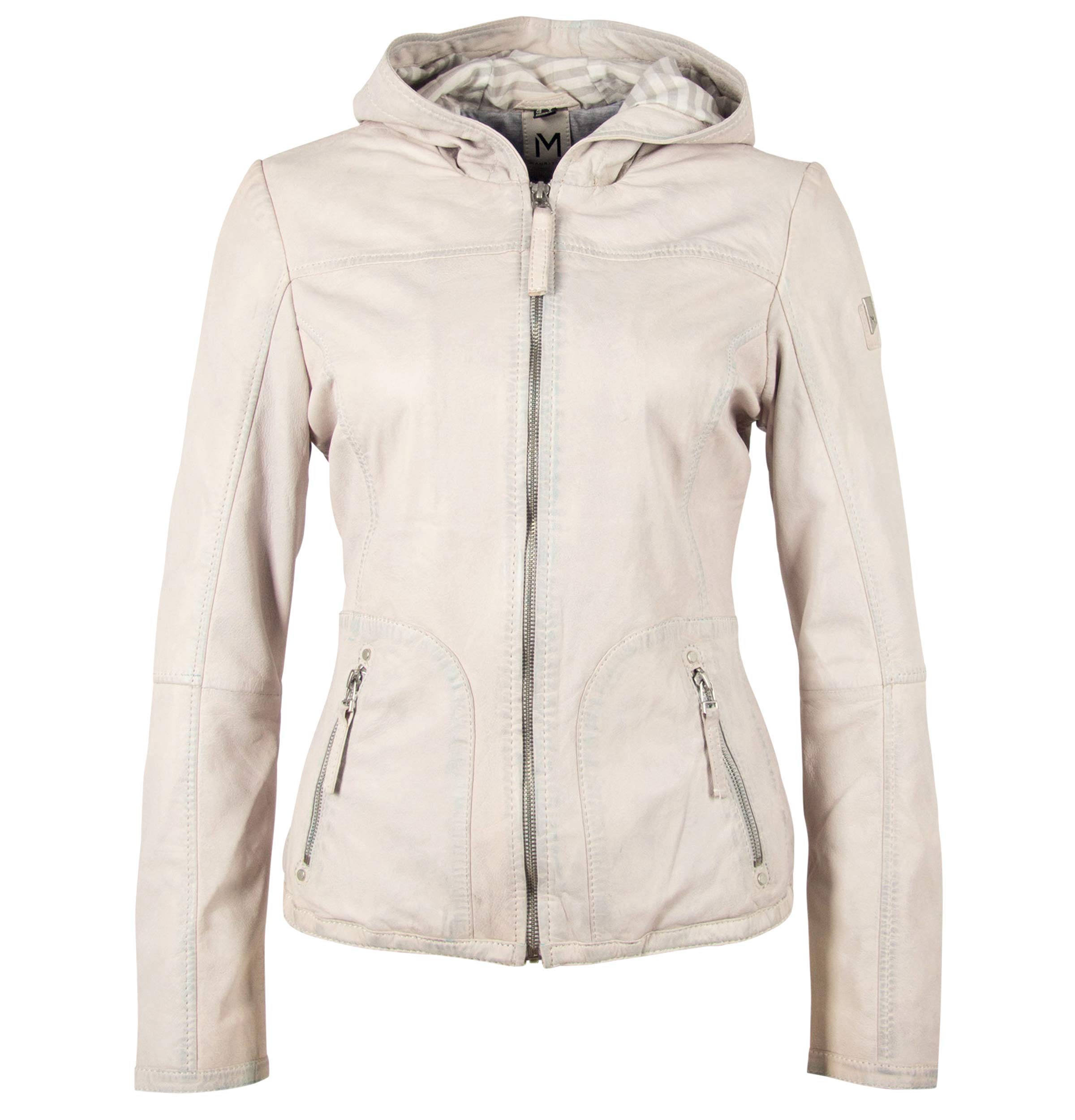Genuine Lambskin Leather Hooded Jacket for Women - Mauritius Suse White Fashion Coat | Winter Outerwear, Casual Street Style, Office Wear