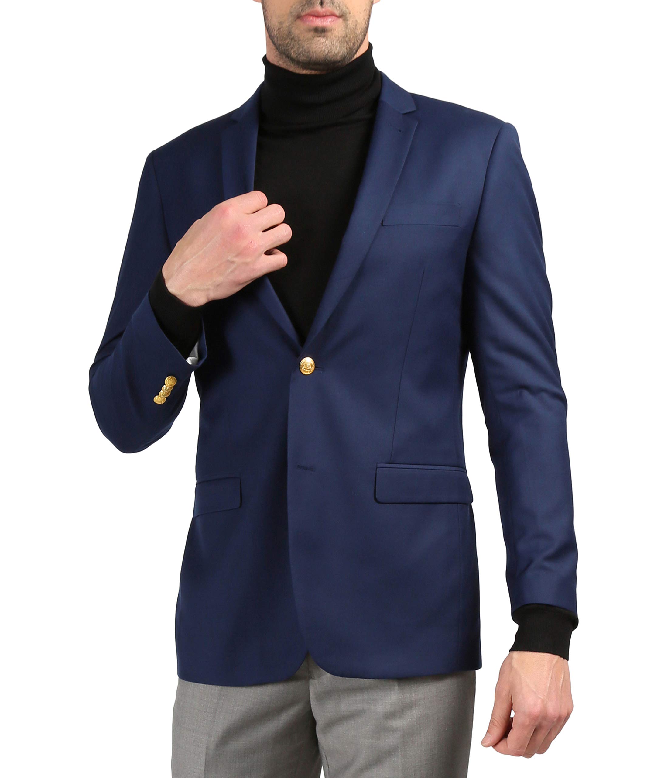 Ferrecci Men's Slim Fit Blazer with Gold Buttons | Warwick Style Suit Jacket for Business & Formal Occasions | Perfect for Weddings, Office Wear & Special Events