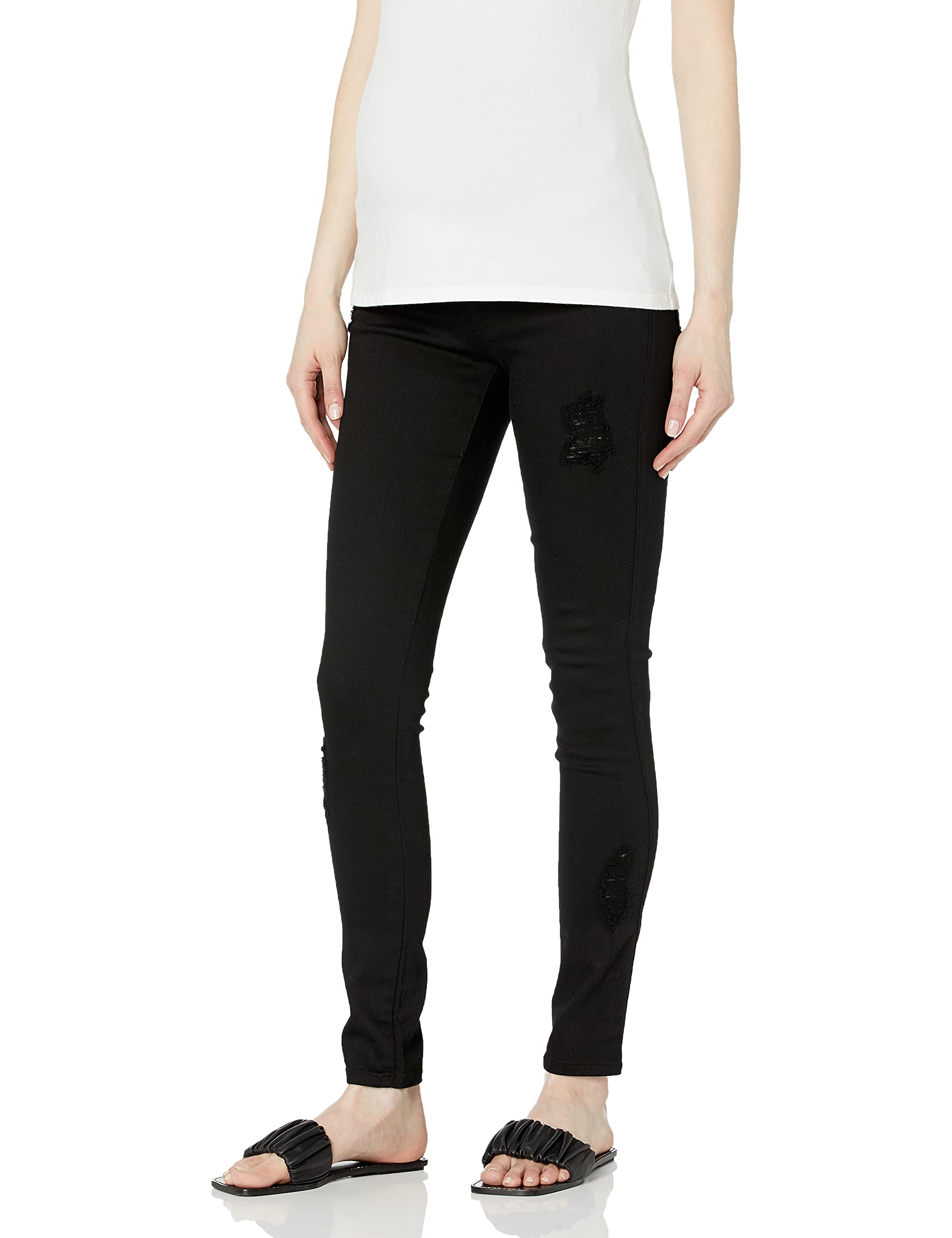 James Jeans Women's Twiggy Maternity Stretch Denim Leggings - Distressed Black for Pregnancy Comfort | Perfect for Work, Casual Outfits & Everyday Wear