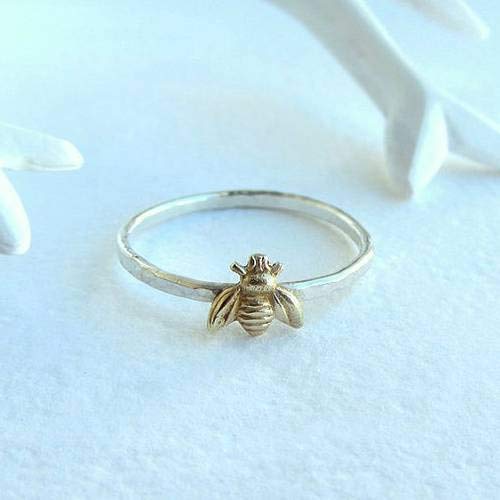 Cute Gold Honey Bee Ring for Women - Wedding Band & Lucky Jewelry for Daily Wear