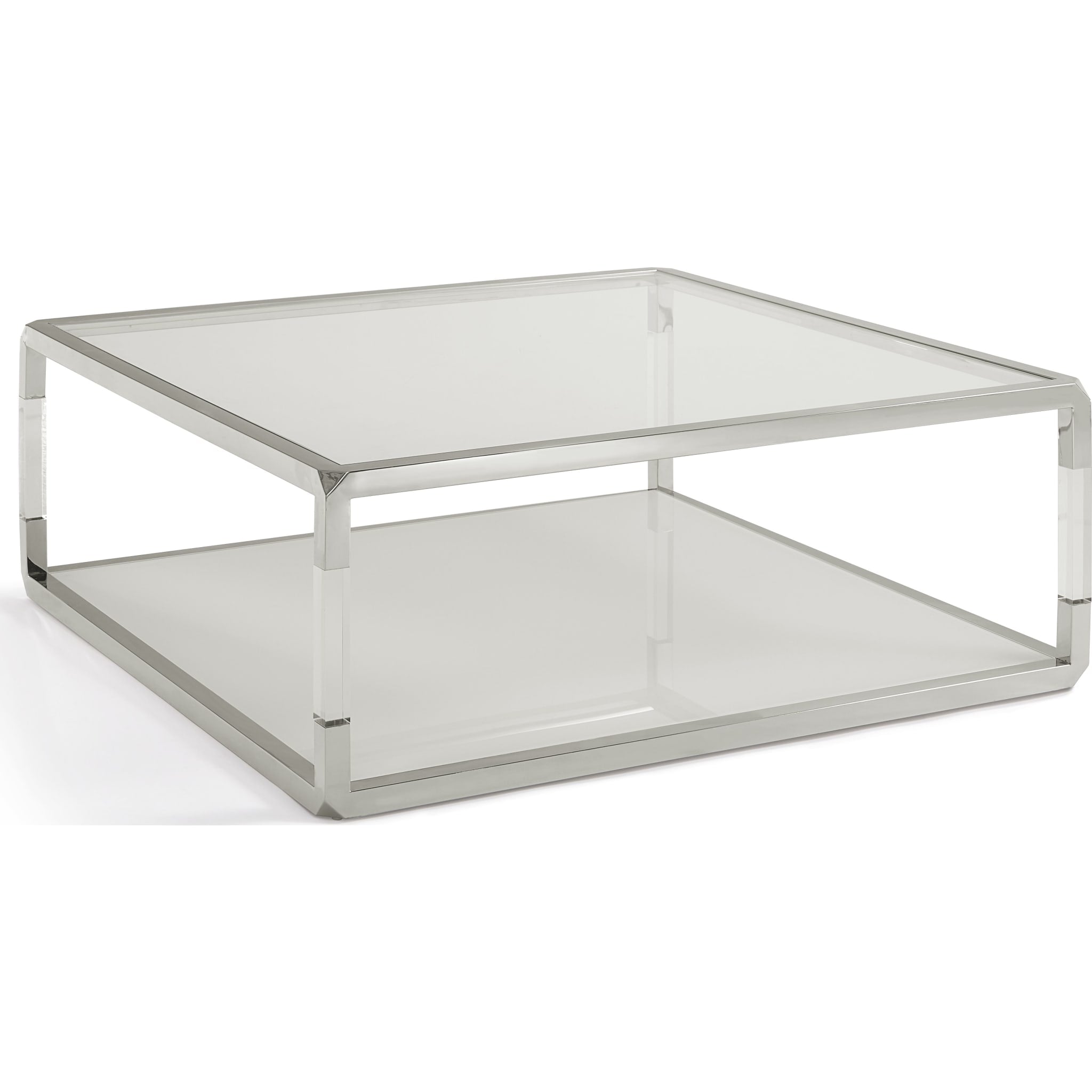 Modern Jasper Square Coffee Table - Acrylic & White Glass Top with PSS Base - Perfect for Living Room, Office & Lounge Decor