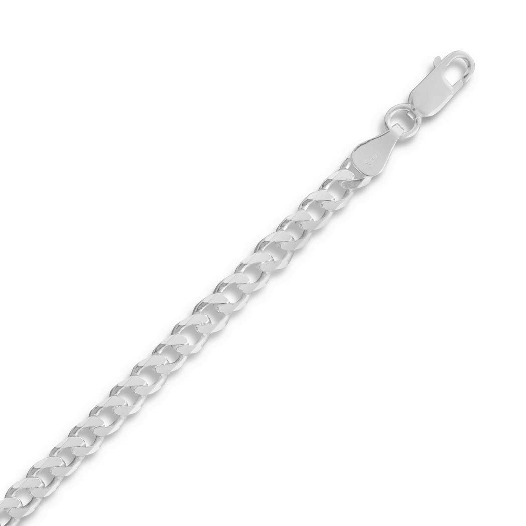 925 Sterling Silver Beveled Curb Chain Necklace for Women - Wide Statement Jewelry Gift in 16/18/20/22/24/30 Inch Lengths & 4.5/5.5/6.5/8mm Widths - Perfect for Everyday Wear, Layering, or Special Occasions