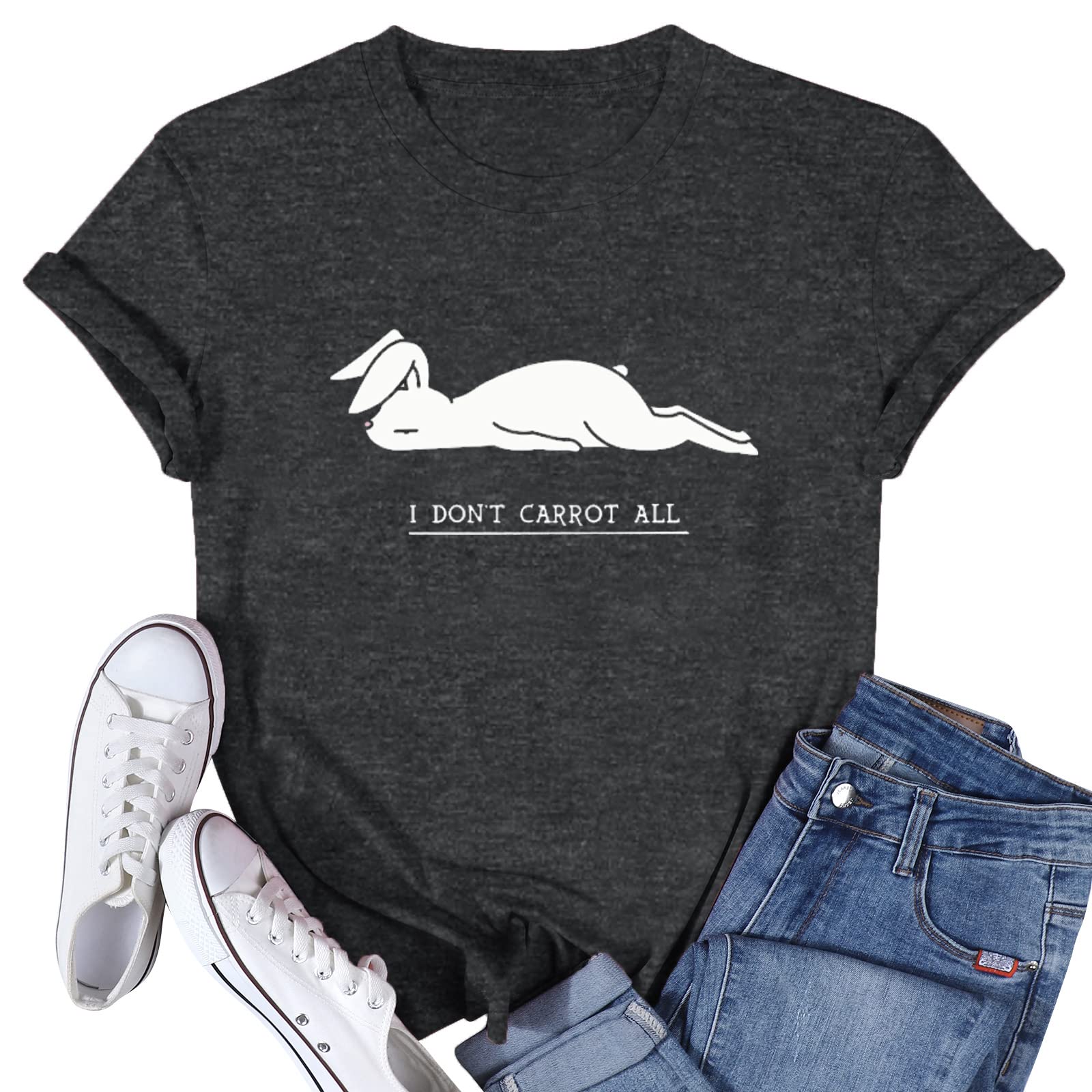 Easter Bunny Graphic Tee for Women - Cute Rabbit Christian T-Shirt - Summer Short Sleeve Shirts - Perfect for Church, Easter Celebrations & Spring Outfits