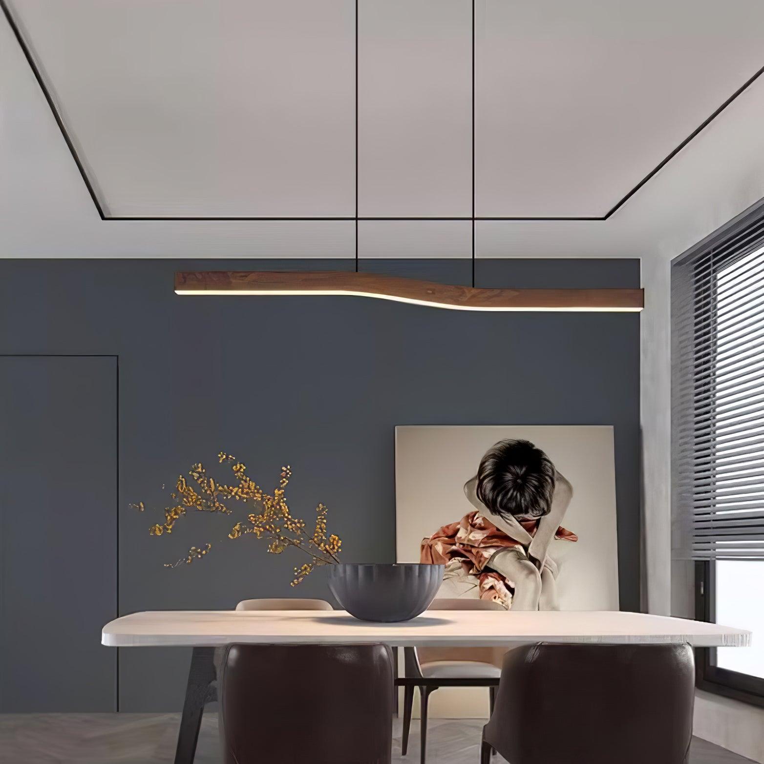 Modern Linear Pendant Light - Sleek Minimalist Design for Kitchen Island, Dining Room & Bedroom Lighting - Dimmable LED Hanging Fixture