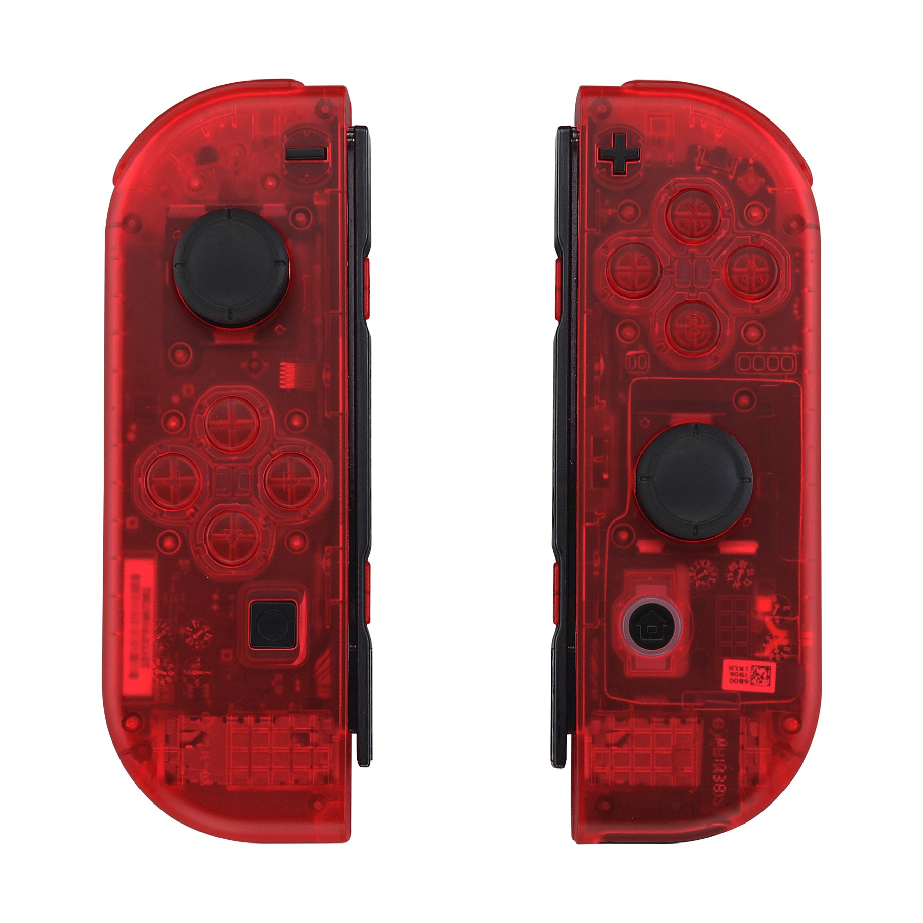 eXtremeRate Transparent Clear Red Joycon Controller Shell with Full Button Set - DIY Replacement Housing for Nintendo Switch JoyCon & OLED JoyCon (Console Not Included) - Perfect for Gaming, Custom Mods & Controller Repair