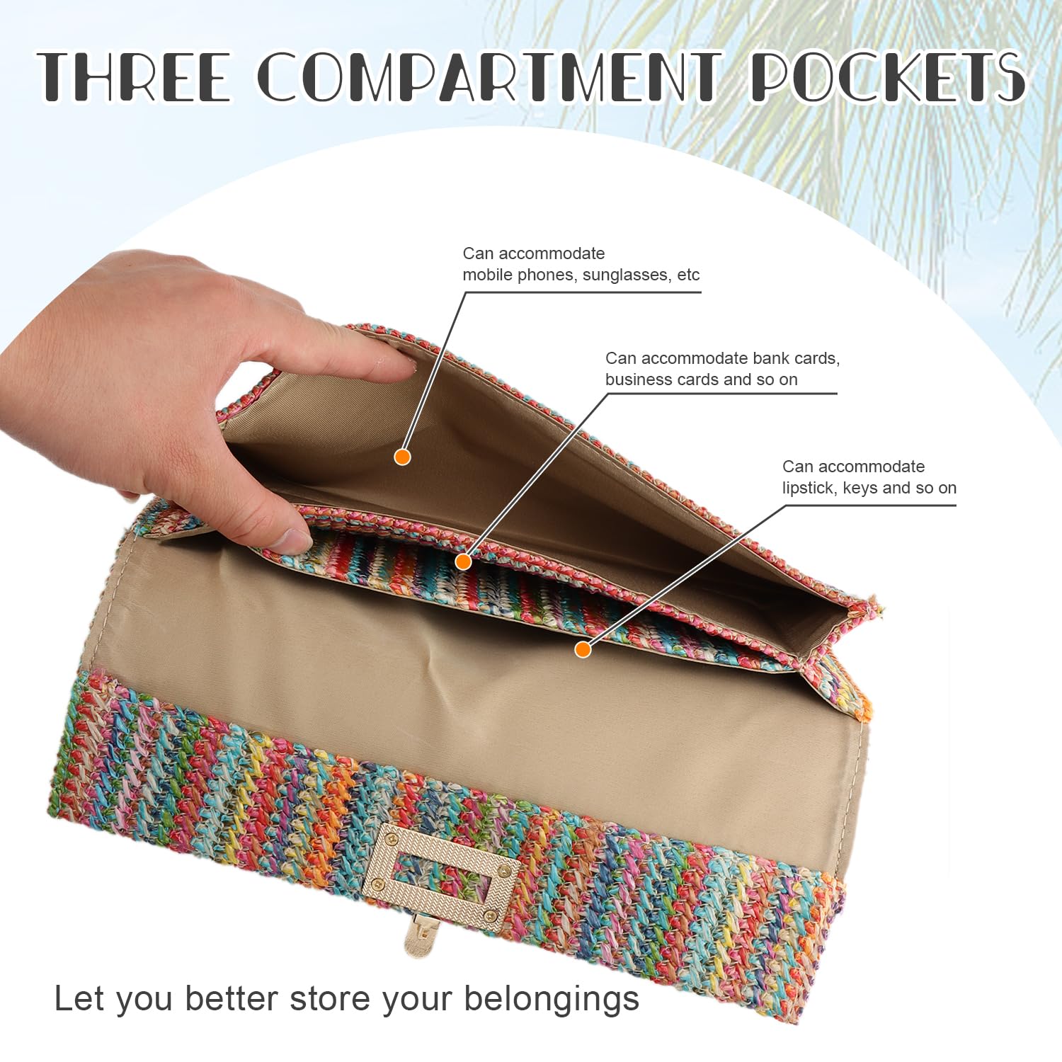 Stylish Woven Straw Clutch Purse for Women - Elegant Beach Bag & Evening Envelope Handbag - Perfect for Summer Vacations, Weddings, and Night Out Events