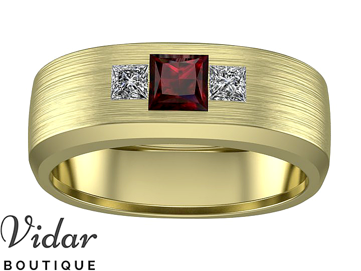 Exquisite Ruby Men's Wedding Band - 14K Gold or Sterling Silver - Perfect for Engagements, Anniversaries & Special Occasions